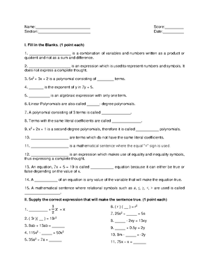 Algebra Variations Assesment Sheet - Evaluation Activity: VARIATIONS A ...