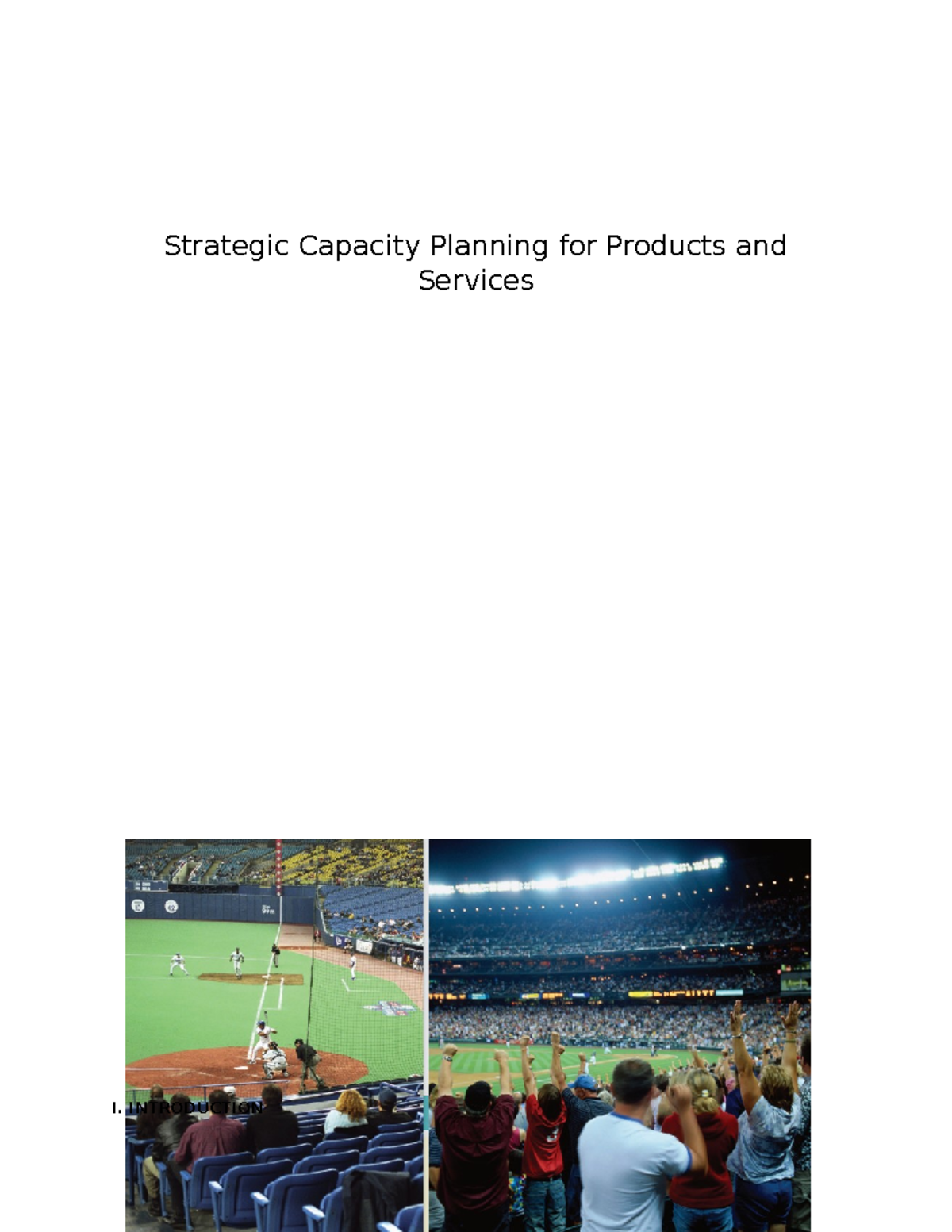 strategic capacity planning for products and services essay