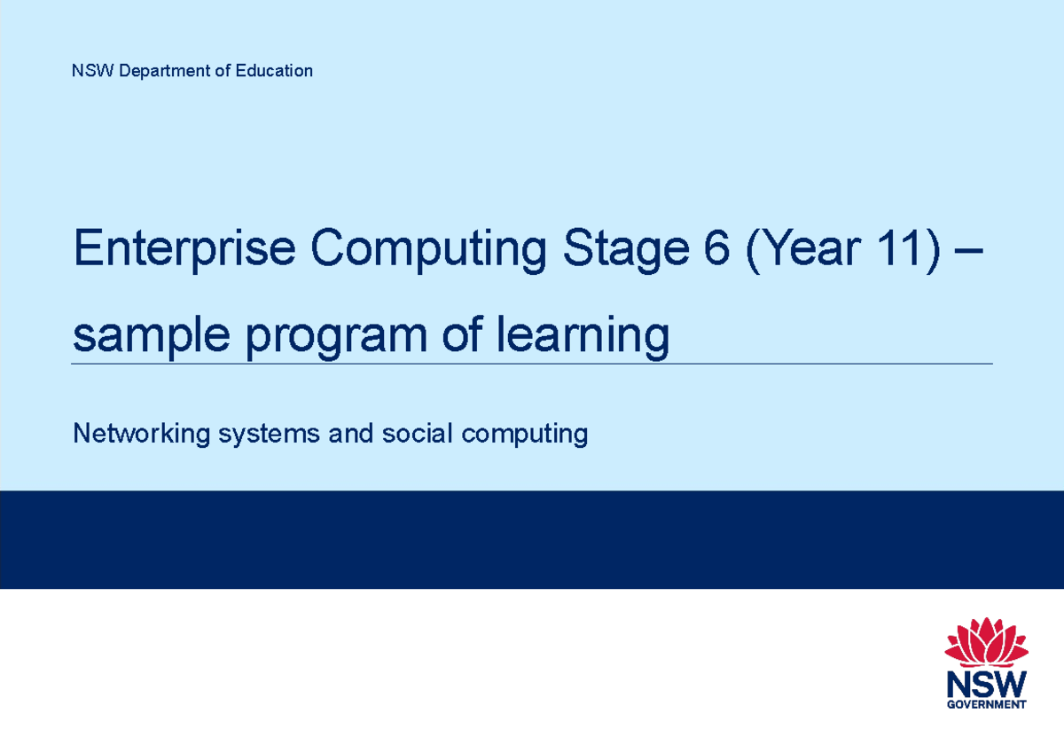 Tas s6 enterprise computing sample program networking and social - NSW ...