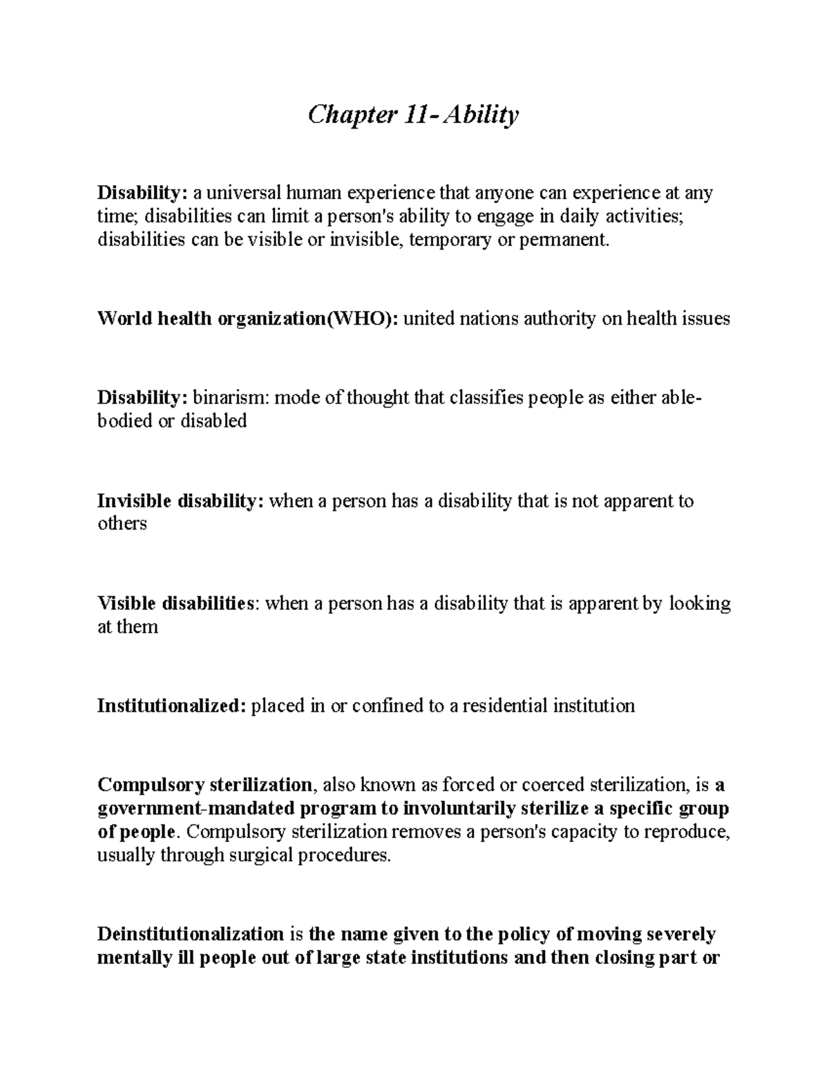 Chapter 11 Ability Chapter 11 Ability Disability a universal human experience that anyone