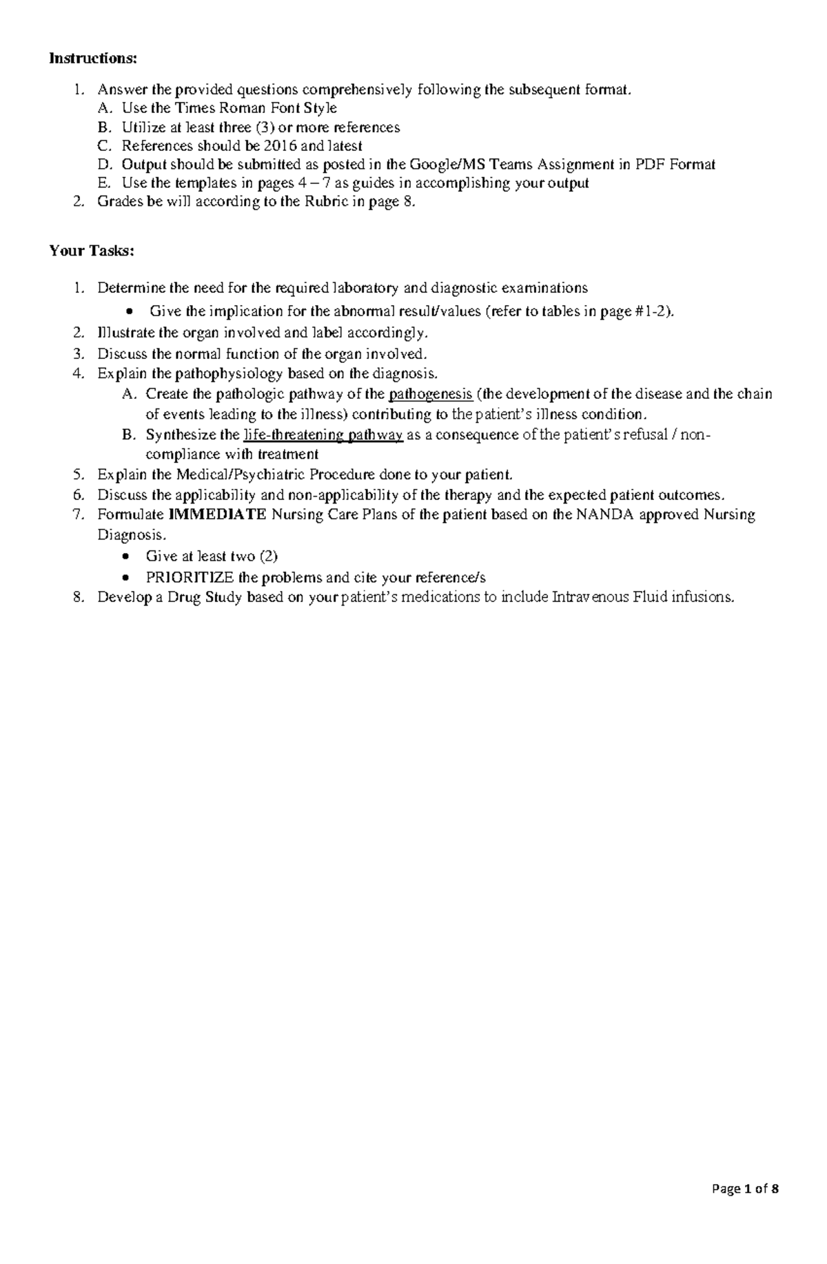 Psychiatric Ward Notes Instructions Answer the provided questions