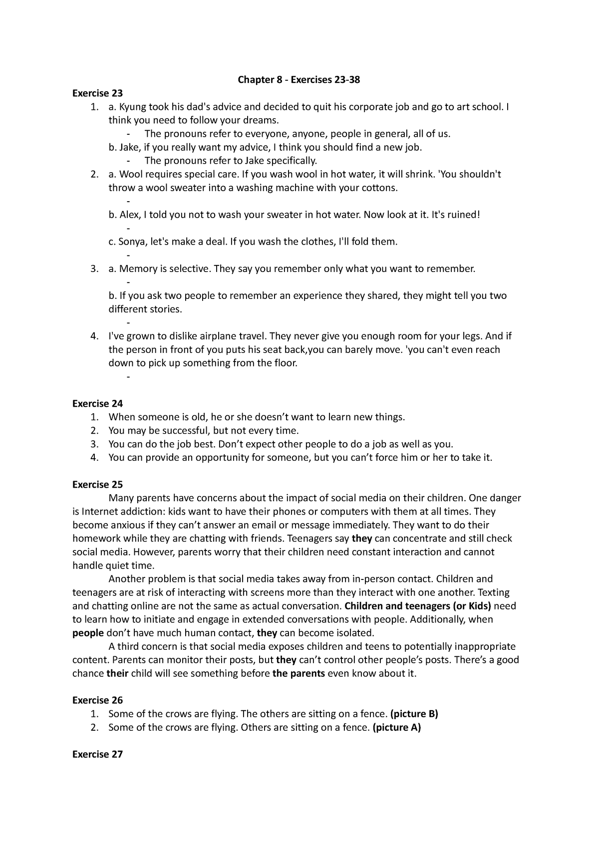 Understanding And Using English Grammar - Chapter 8 Exercises 23-38 ...