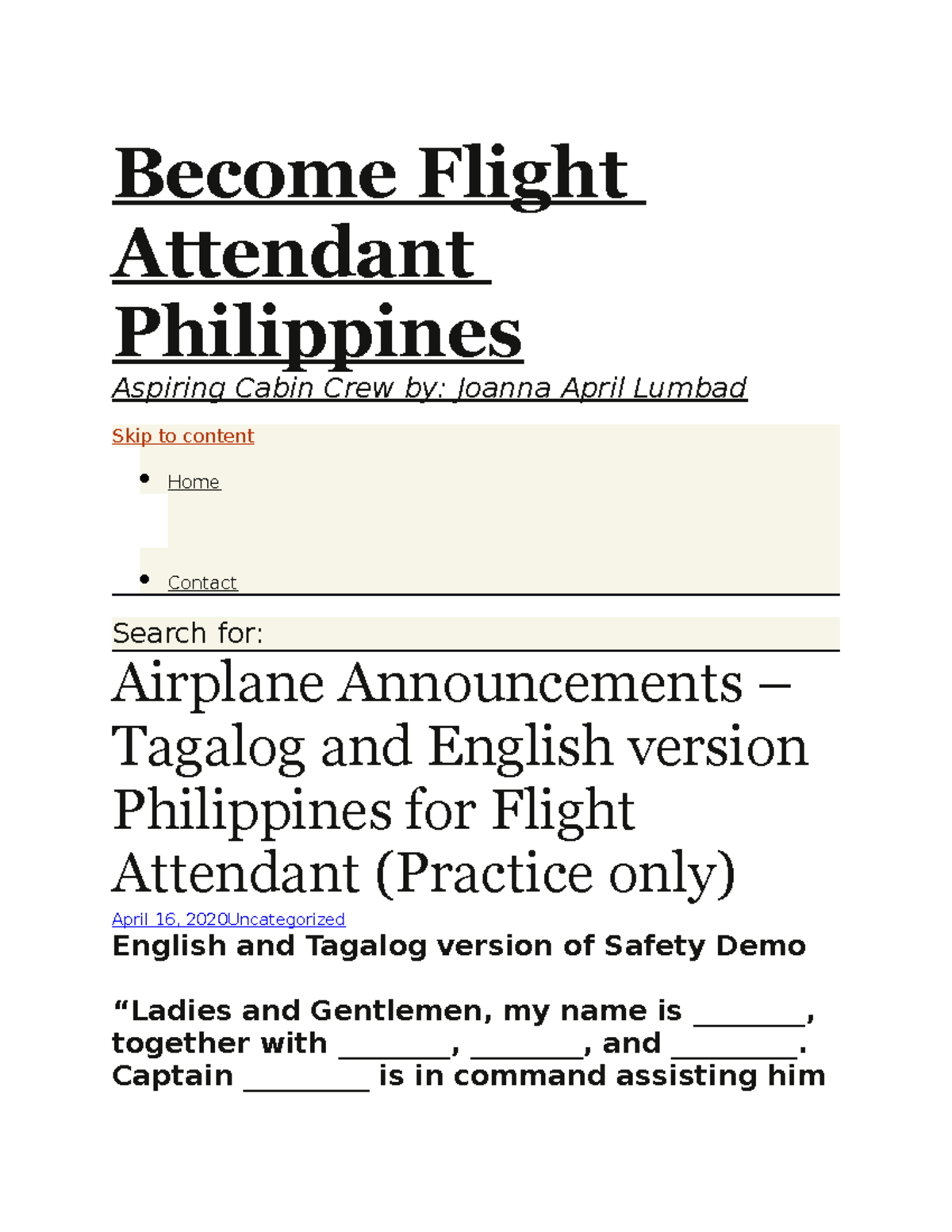 Flight Attendant Philippines Flight Attendant