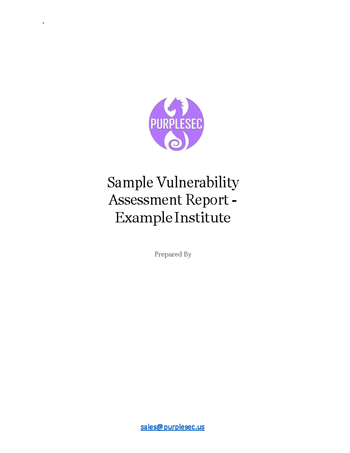 Sample Vulnerability Assessment Report Purple Sec ` Sample