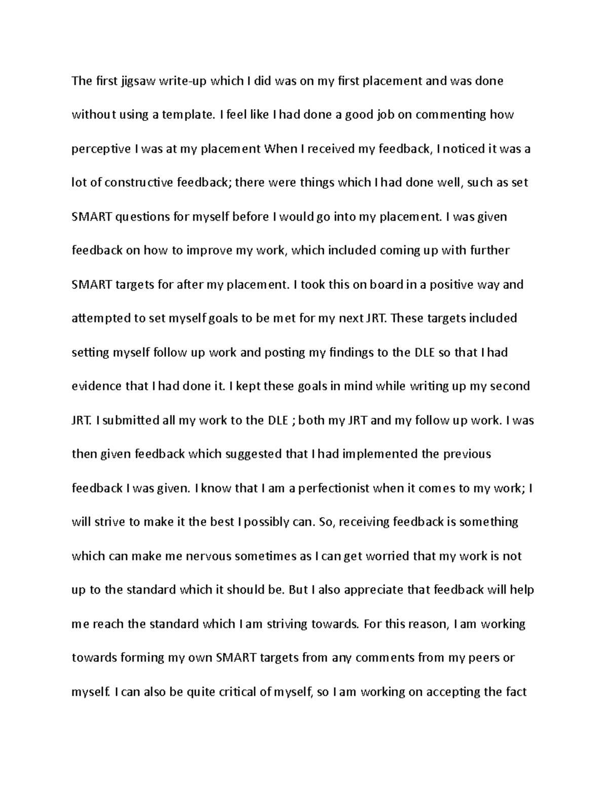 Y1 rpa professionalsim areas example 2 - The first jigsaw write-up ...
