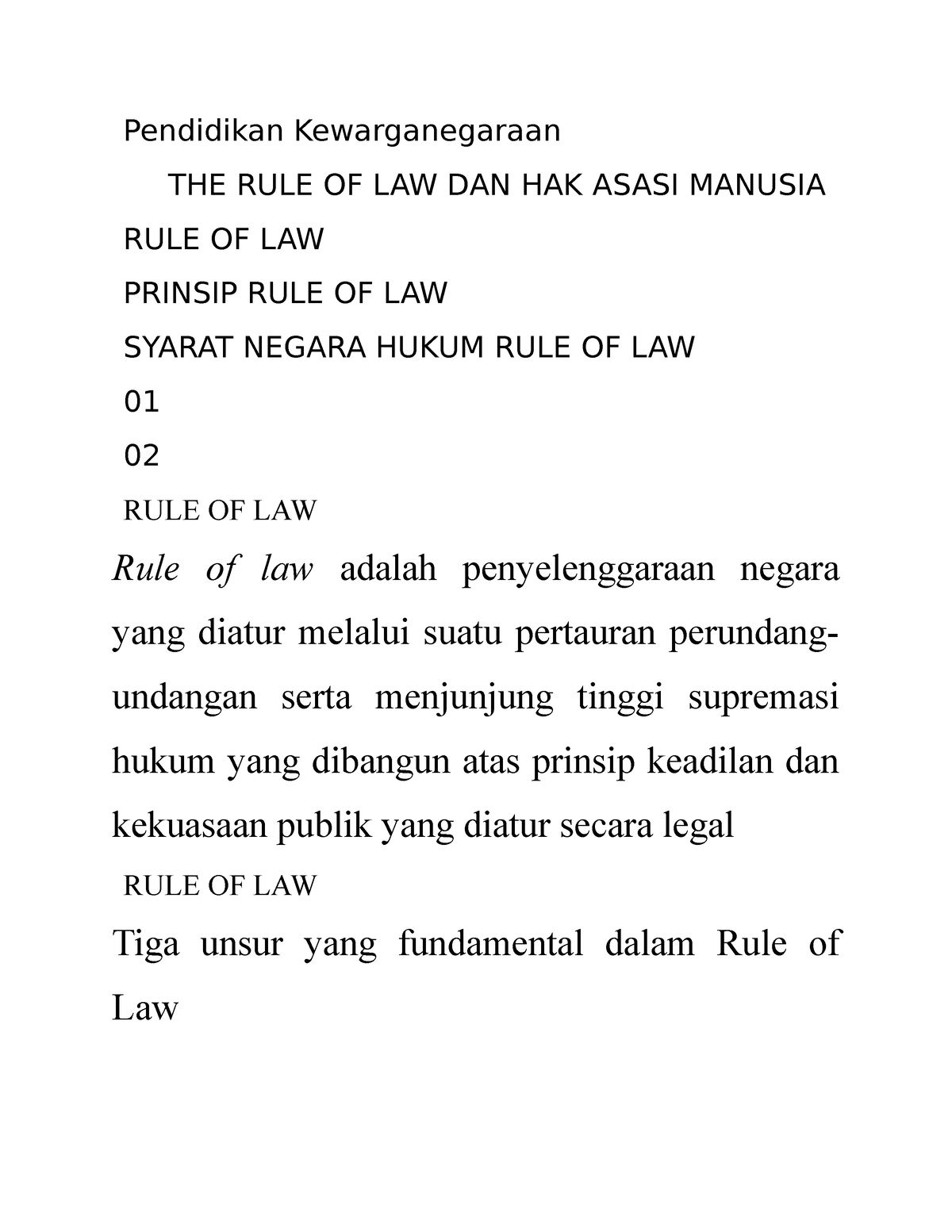 Pendidikan Kewarganegaraan Rule Of Law - Pendidikan Kewarganegaraan THE ...