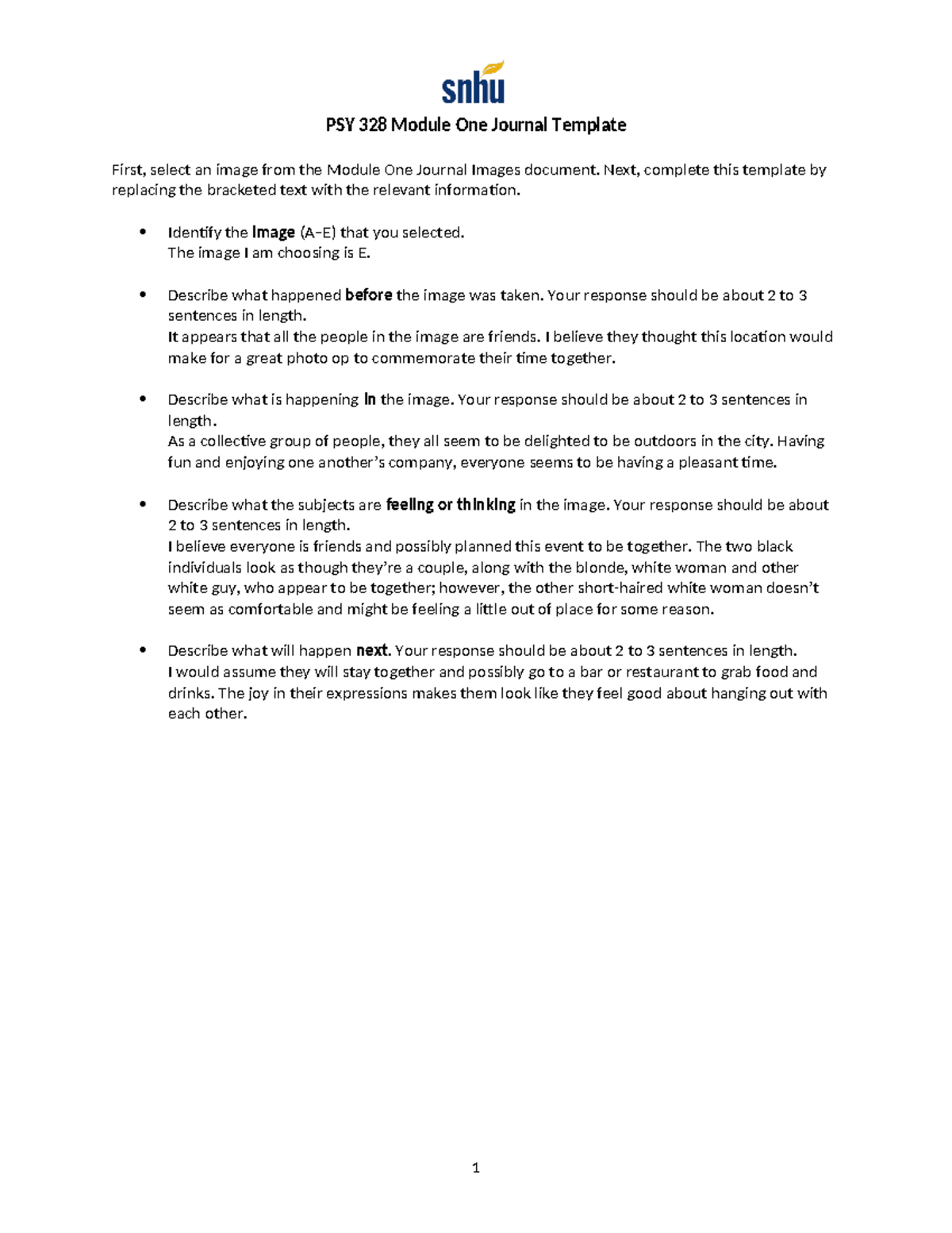 PSY 328 Module One Journal Template - PSY 328 Module One Journal ...
