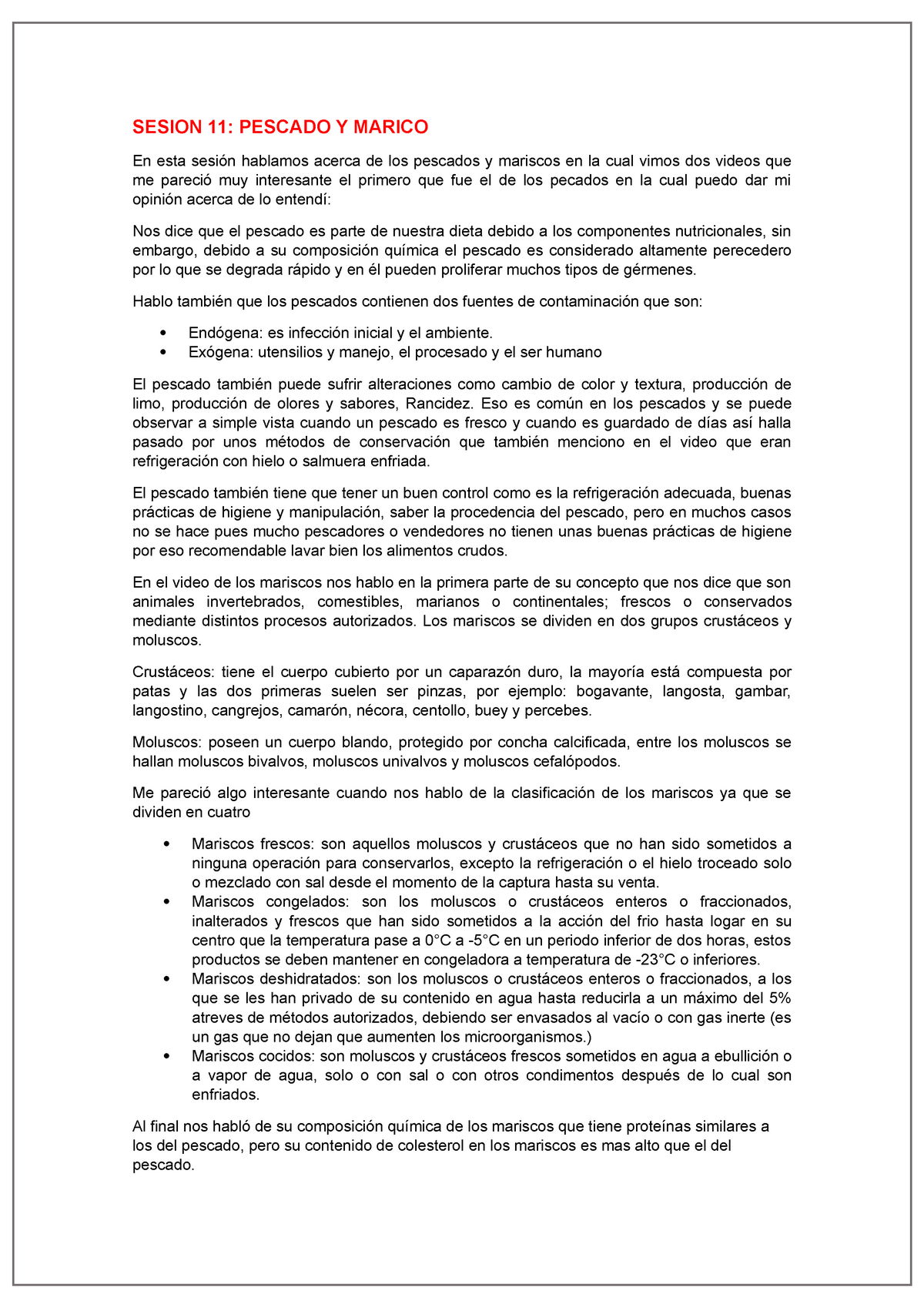 Sesion 11 microbiología de los Pescados Y Mariscos - SESION 11: PESCADO Y  MARICO En esta sesión - Studocu