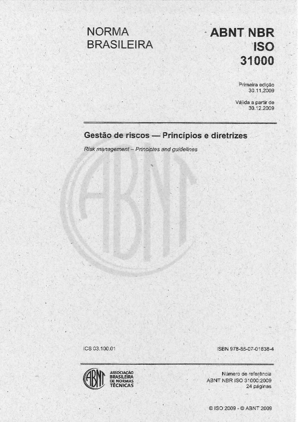 ABNT NBR ISO 31000-2009 riscos - ' 'I I ' / NORMA BRASILEIRA . '- I ...