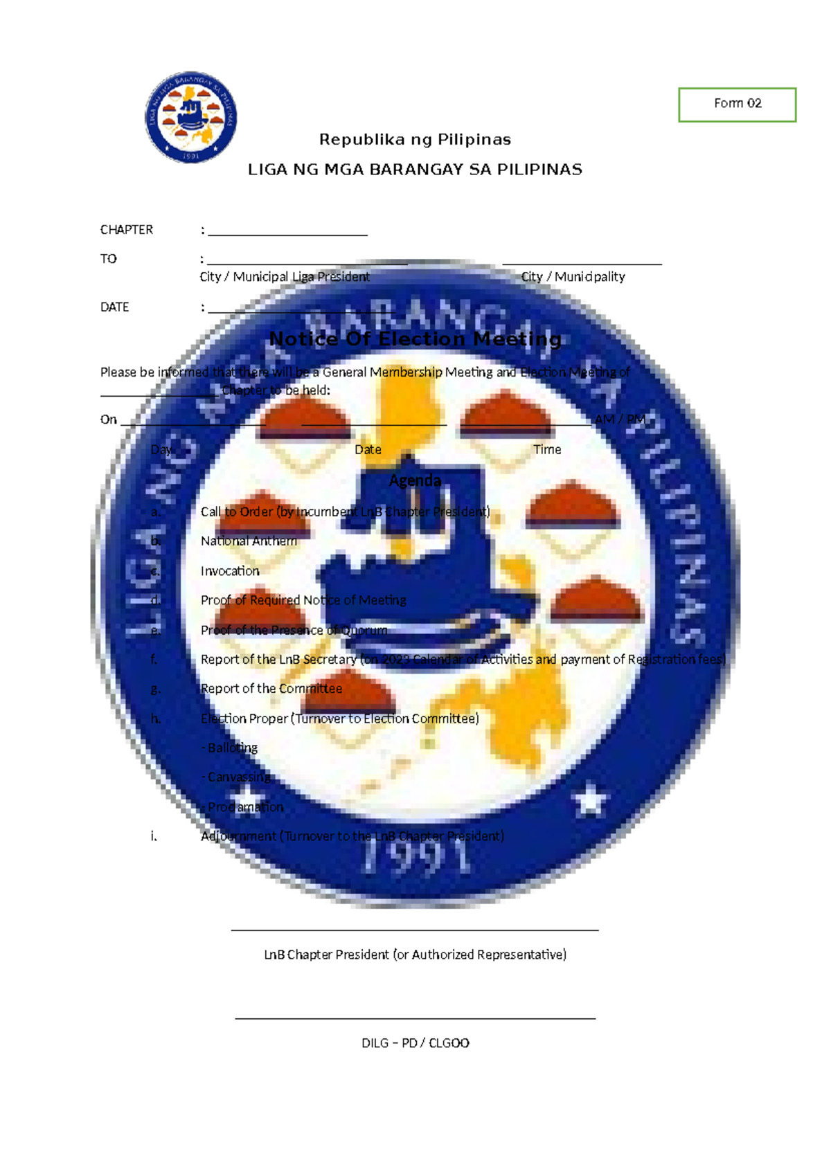 Liga ng barangay FORM 2 - project - Republika ng Pilipinas LIGA NG MGA ...