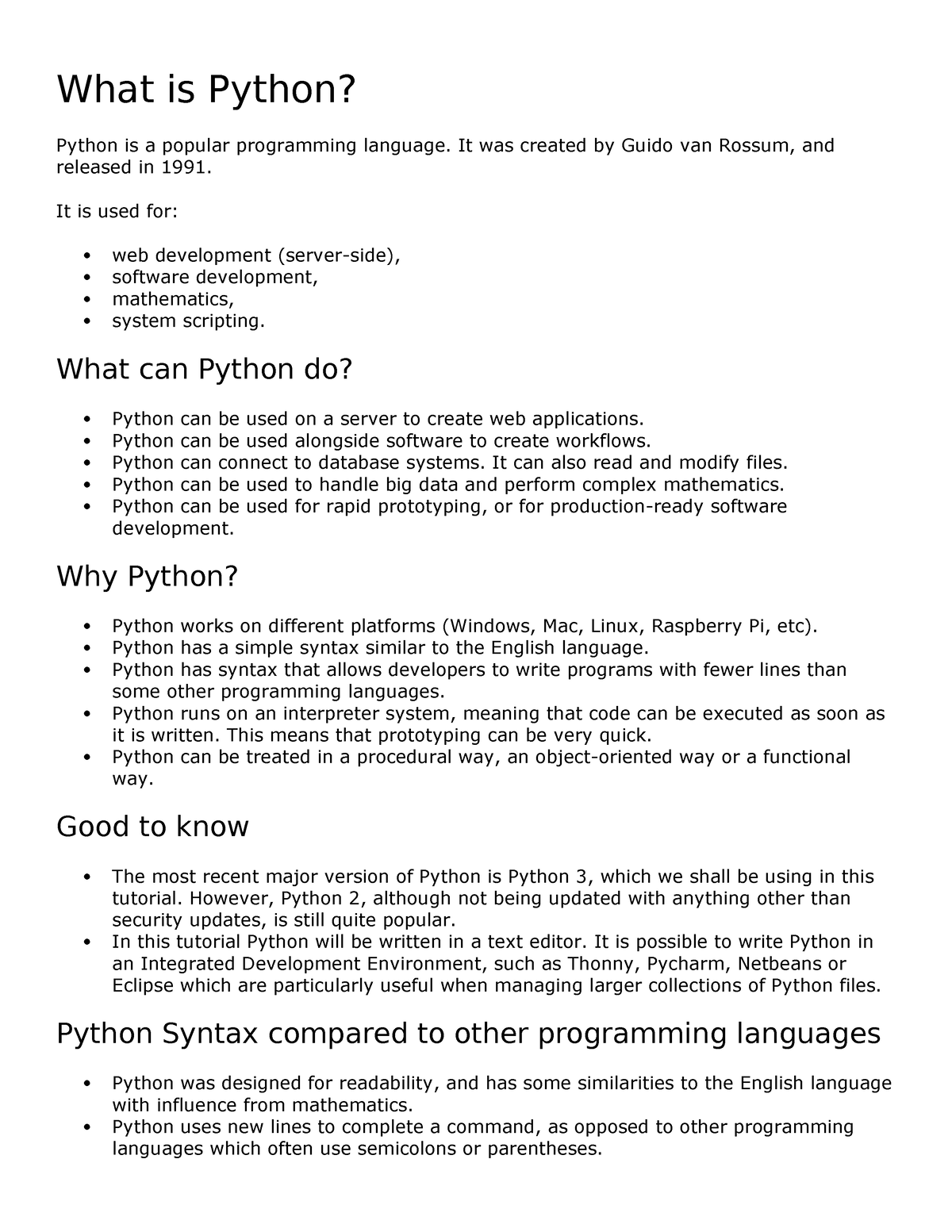 Python w3schools - What is Python? Python is a popular programming ...