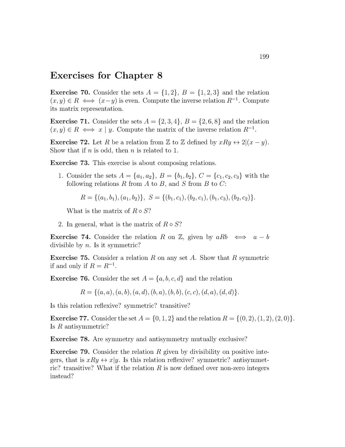 HW8 - Tutorial 8 - 199 Exercises For Chapter 8 Exercise 70. Consider ...