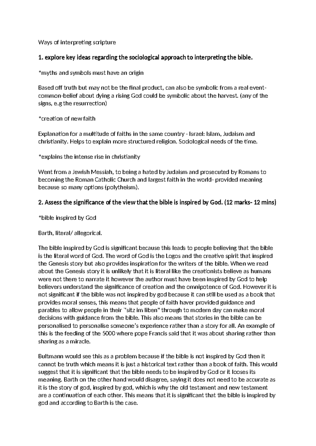 Essay structure - Ways of interpreting scripture explore key ideas ...