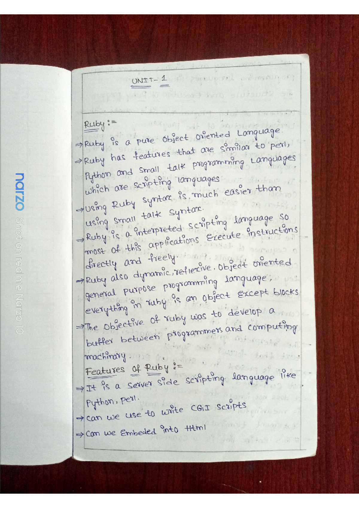 Sl - Notes - 1 Ru is a pure object oriented Language Ru has features ...