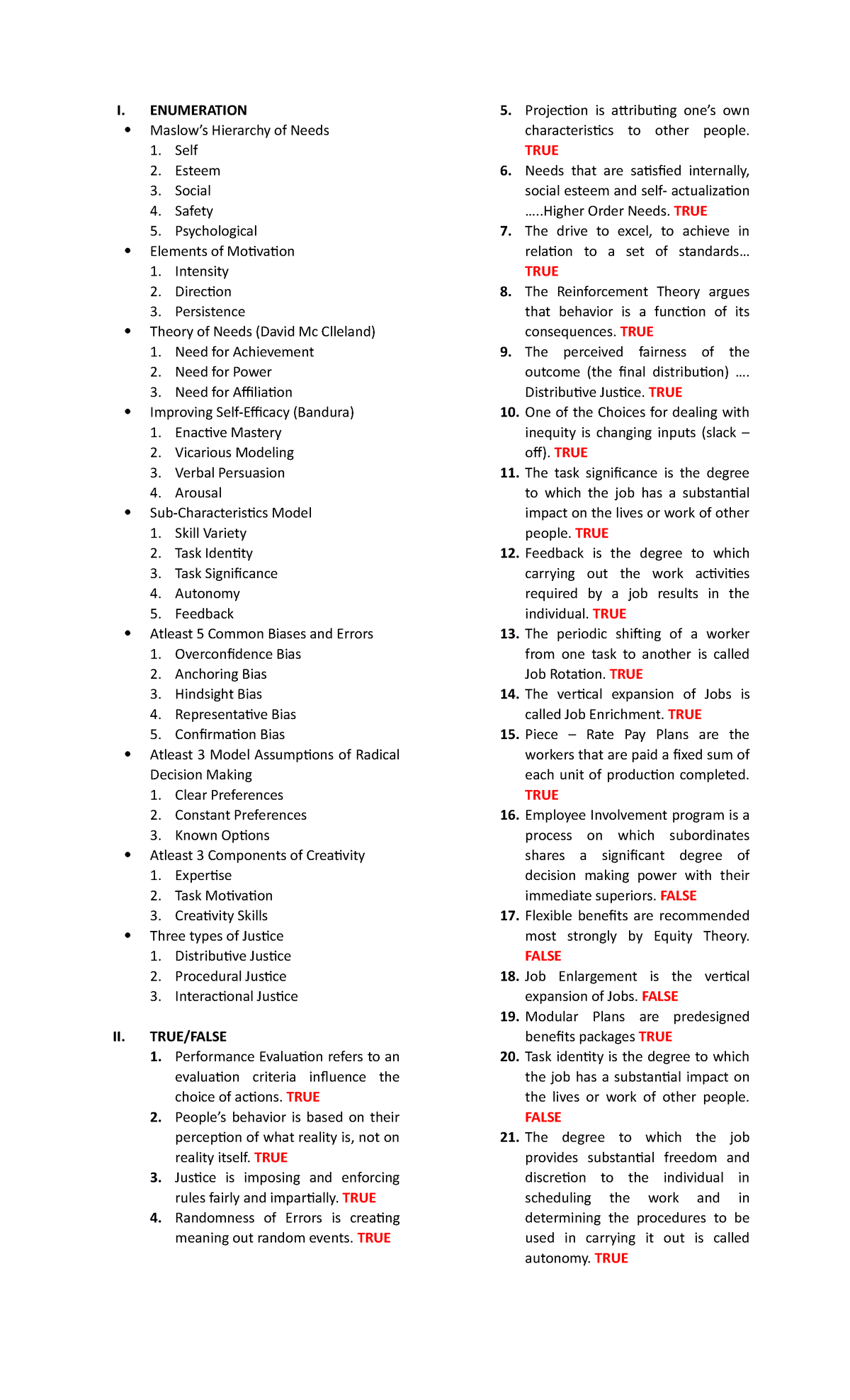 Enumeration - Study Materials - I. ENUMERATION Maslow’s Hierarchy of ...