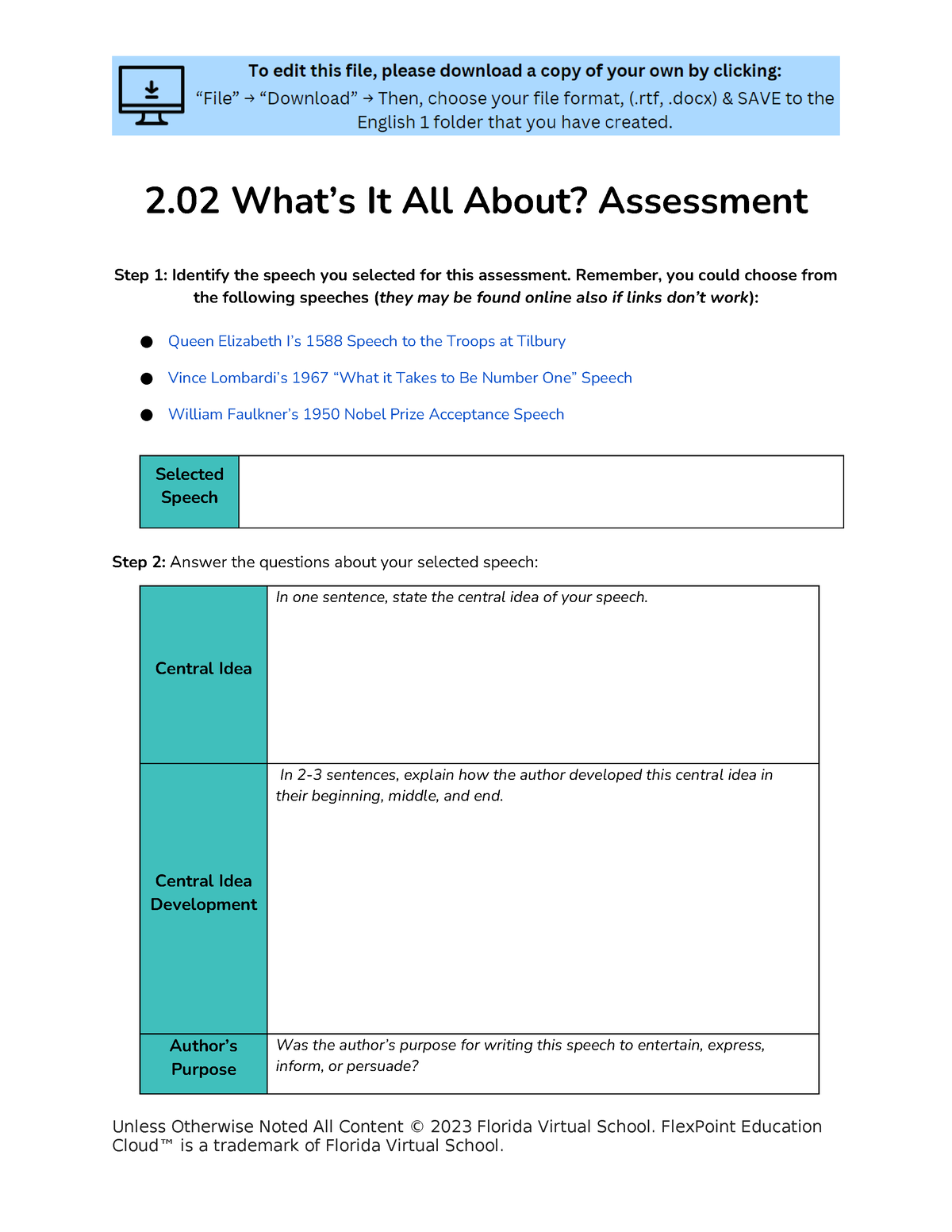 2.02 Assessment - slide deck - 2 What’s It All About? Assessment Step 1 ...