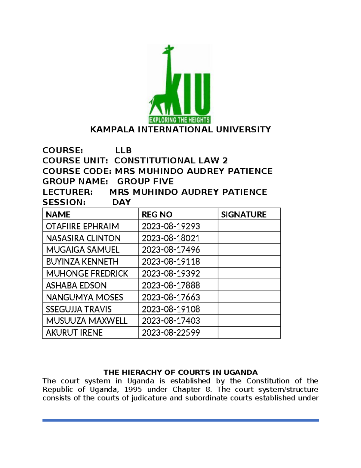 Hierarchy of courts in Uganda. Judicial court system in Uganda. Supreme ...