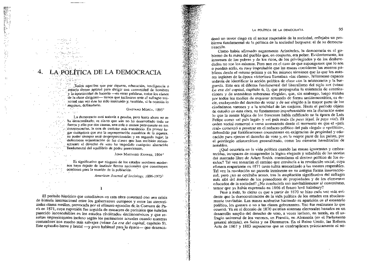 1-Hobsbawm La politica de la democracia - Historia de España - Studocu