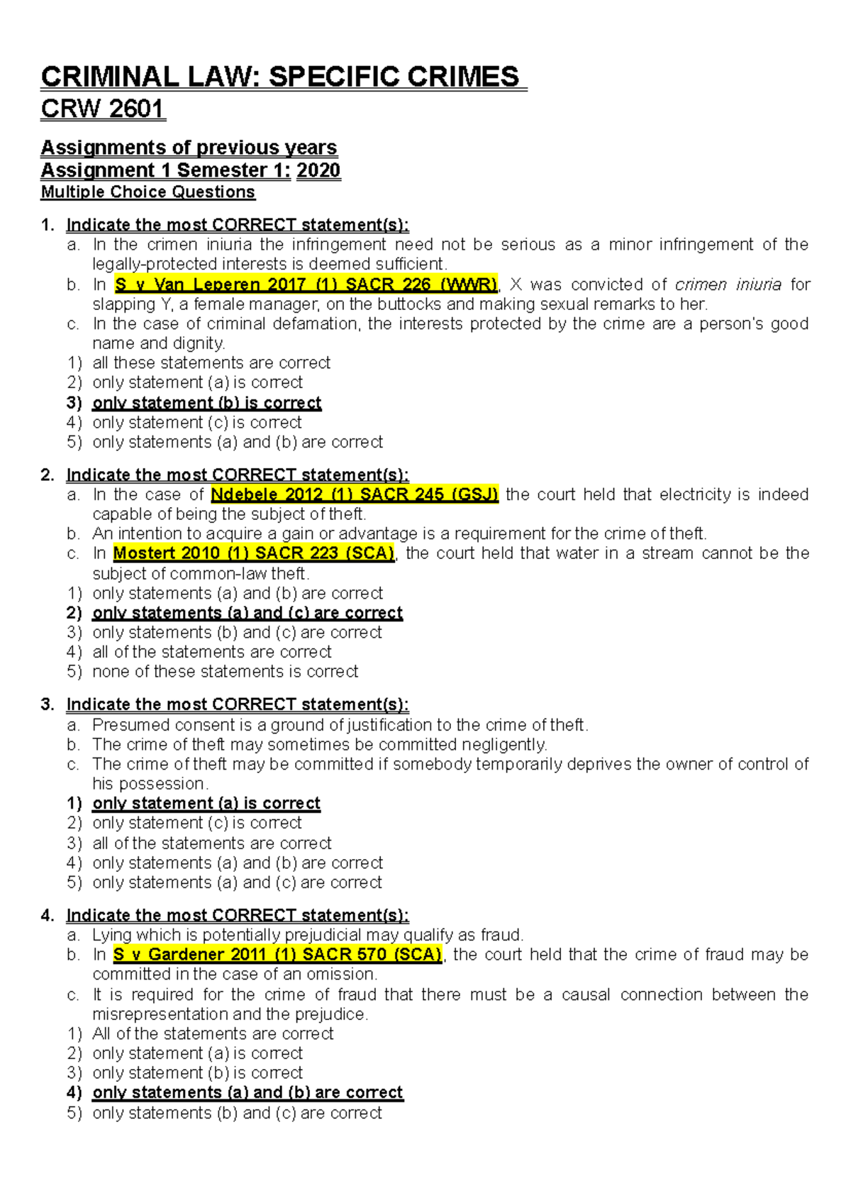 CRW 2601 notes 4 2024 - Summary General Principles of Criminal Law ...