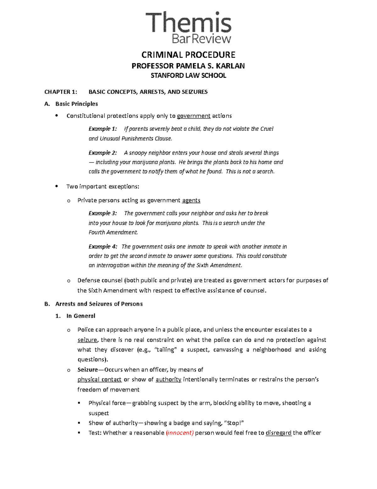 MBE - lecture notes - CRIMINAL PROCEDURE PROFESSOR PAMELA S. KARLAN ...