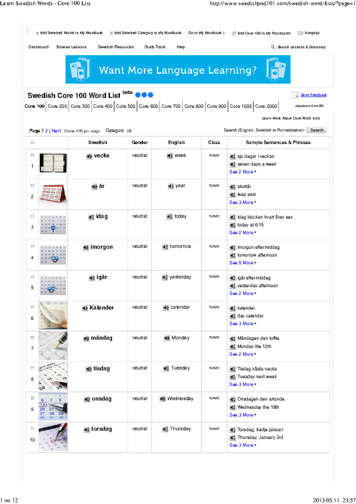 179569998 Learn Swedish Words Core 100 List Pdf - Send Feedback Core ...