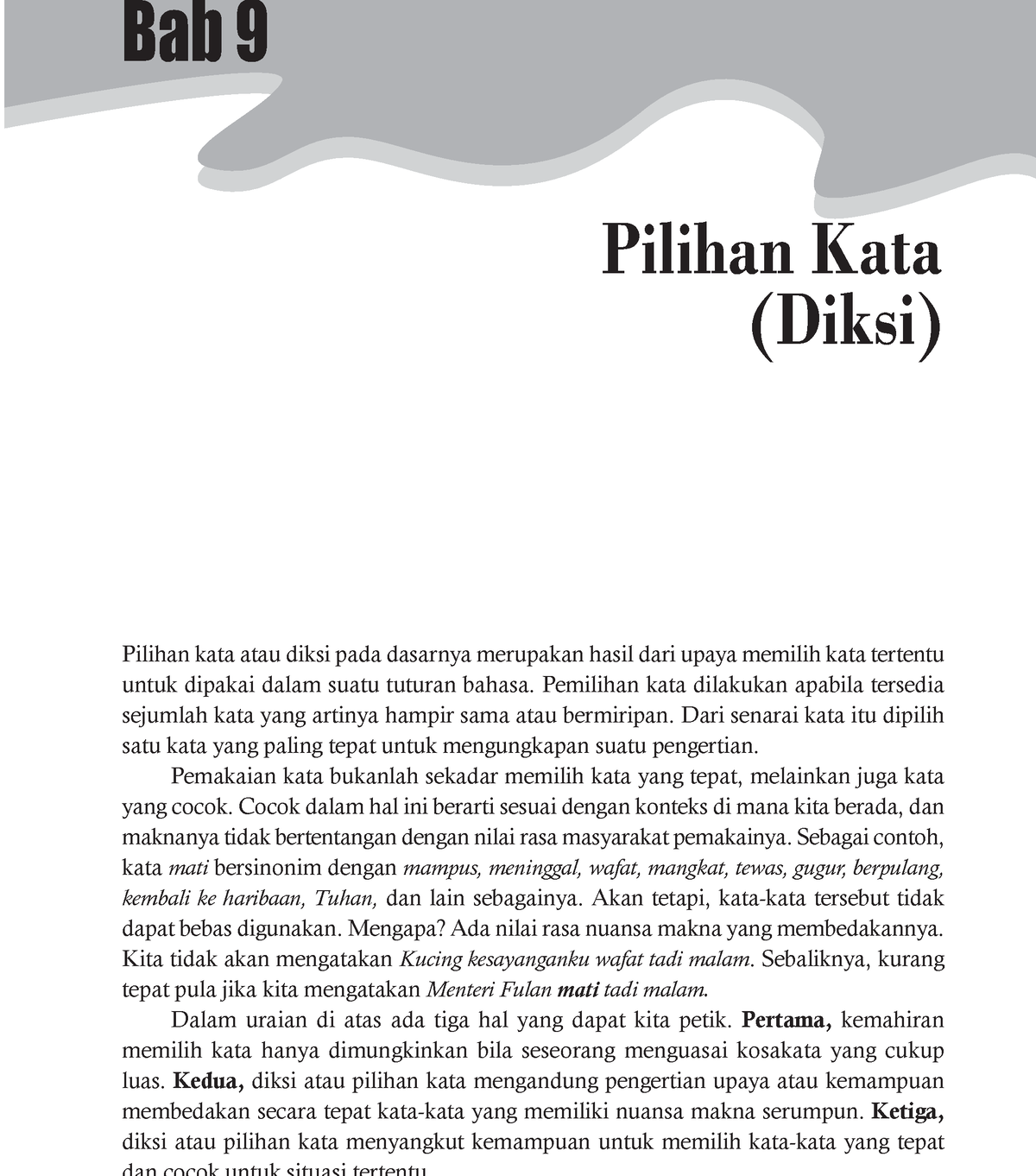 Catatan Bahasa Indonesia 24 - Pilihan Kata (Diksi) Bab 9 Pilihan Kata ...