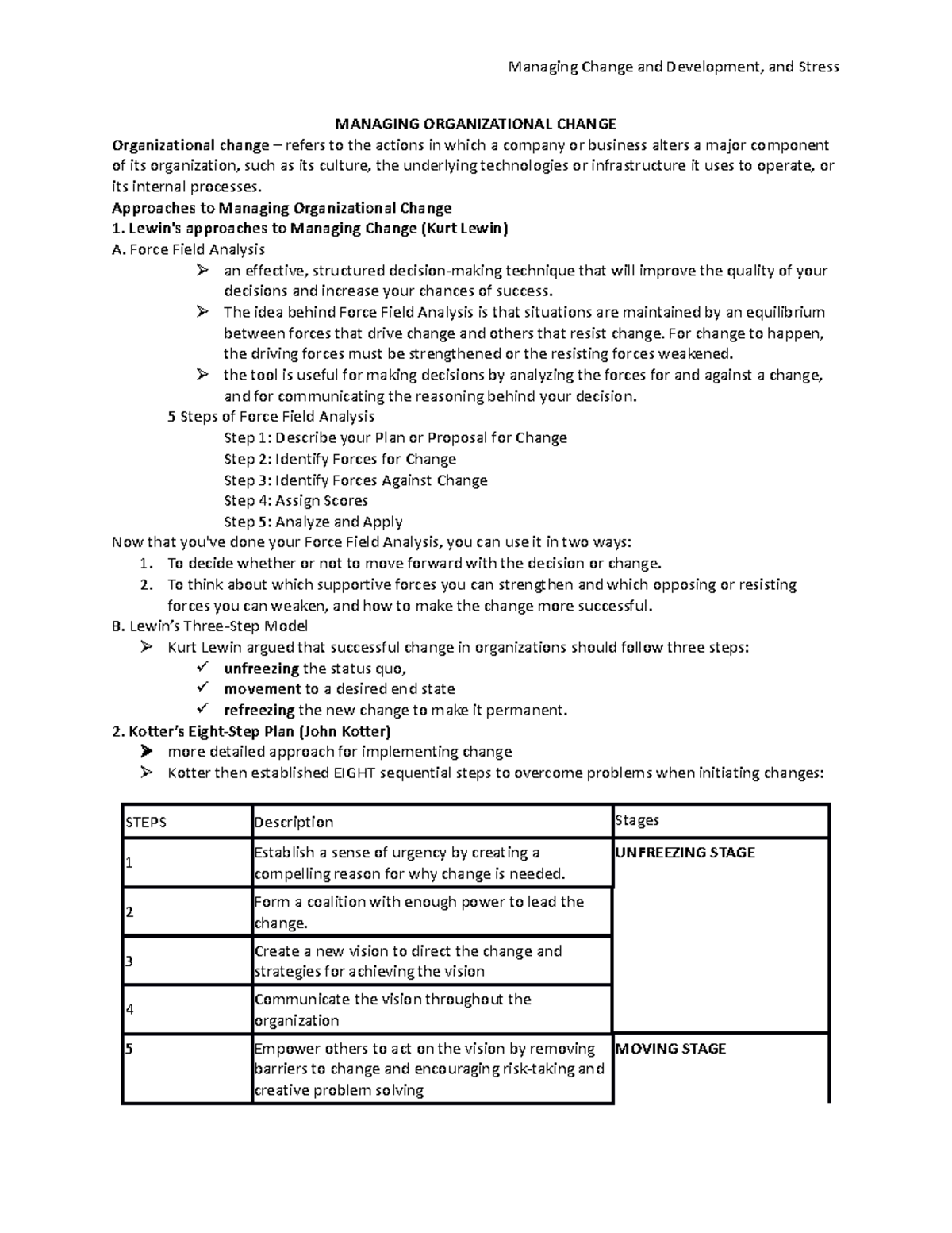 MA102 Module 7 Summary Report - MANAGING ORGANIZATIONAL CHANGE ...