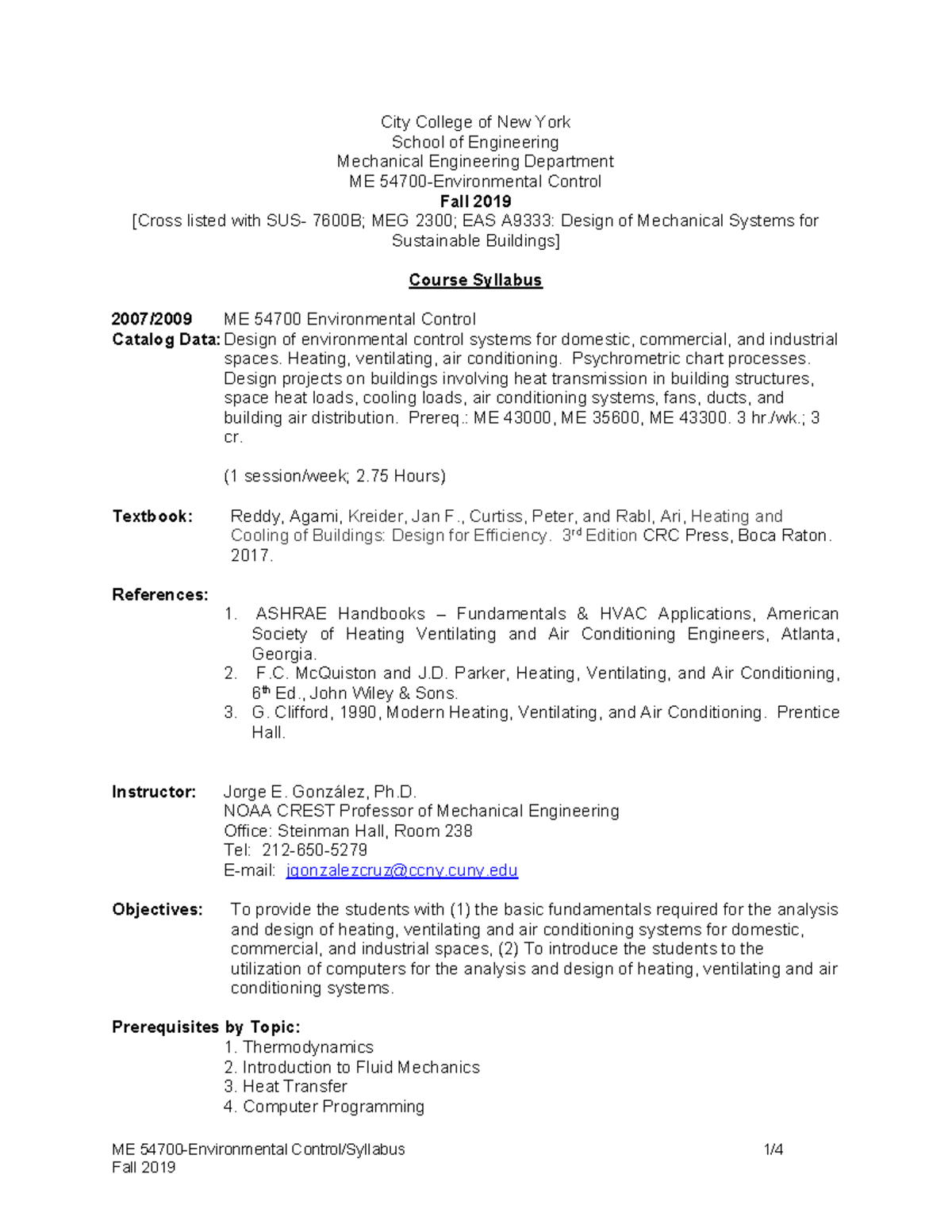 Syllabus - ME 54700-Environmental Control/Syllabus 1/ City College of ...