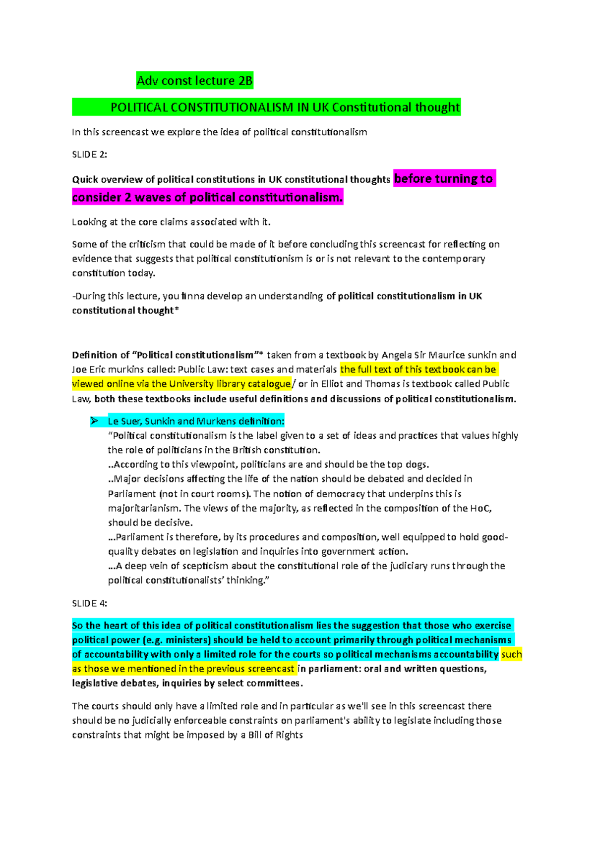 Adv Constitutional law lecture 2 part B notes - Adv const lecture 2B ...