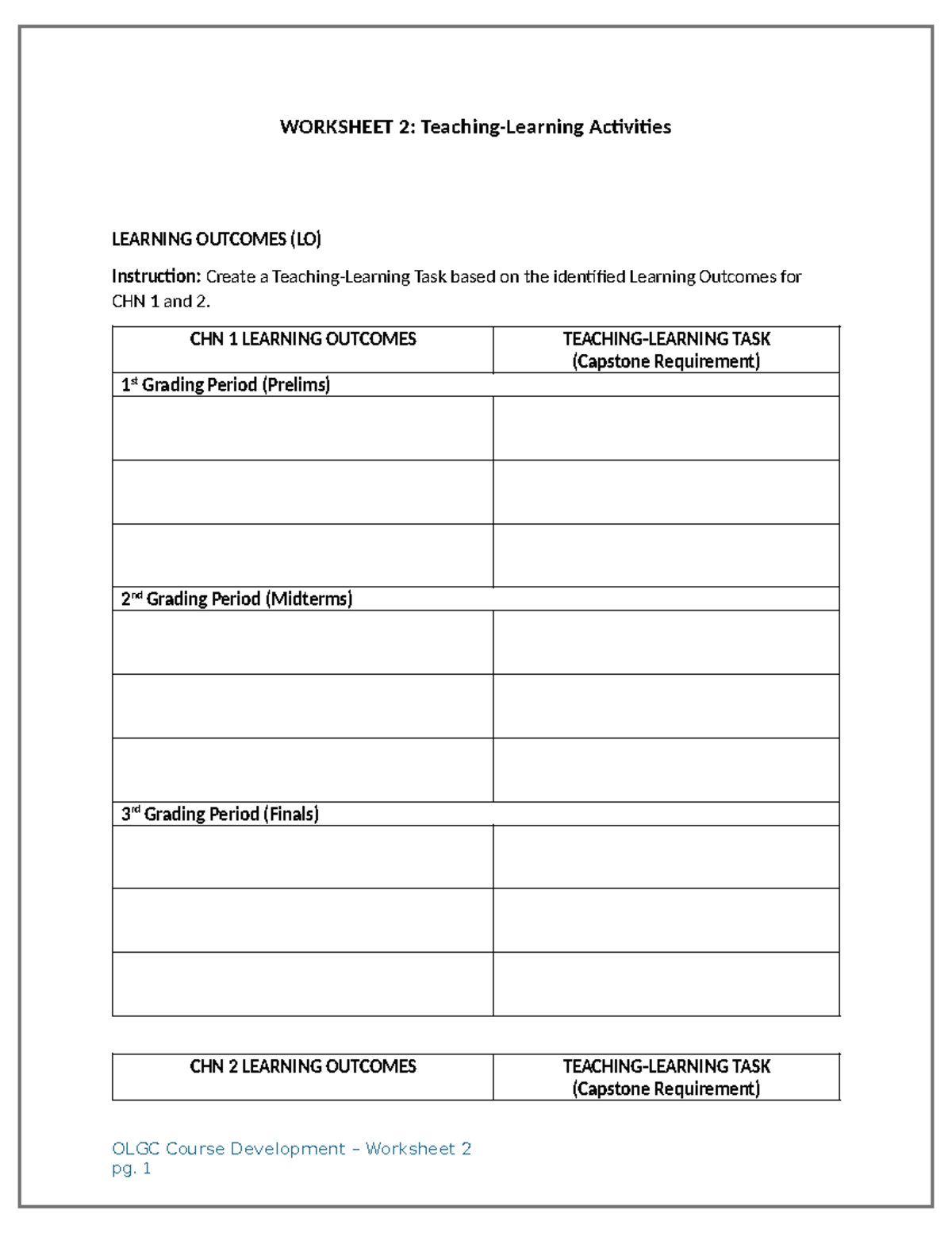 Worksheet-2 - chn outcome based education worksheet - WORKSHEET 2 ...