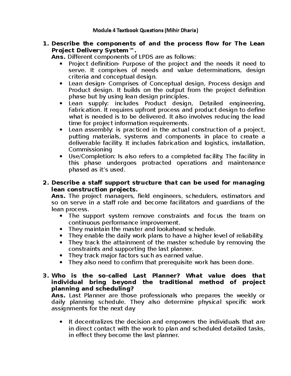 Module 4 Textbook questions - Module 4 Textbook Questions (Mihir Dharia ...