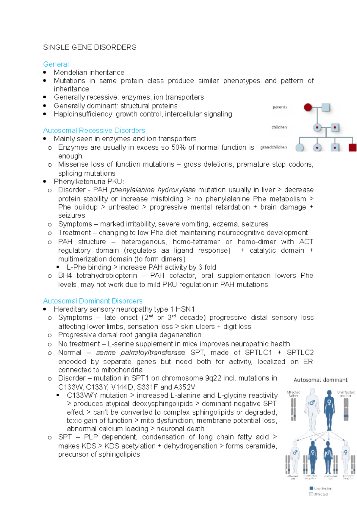 BIOC3003 Single Gene Disorders Module SINGLE GENE DISORDERS General Mendelian inheritance