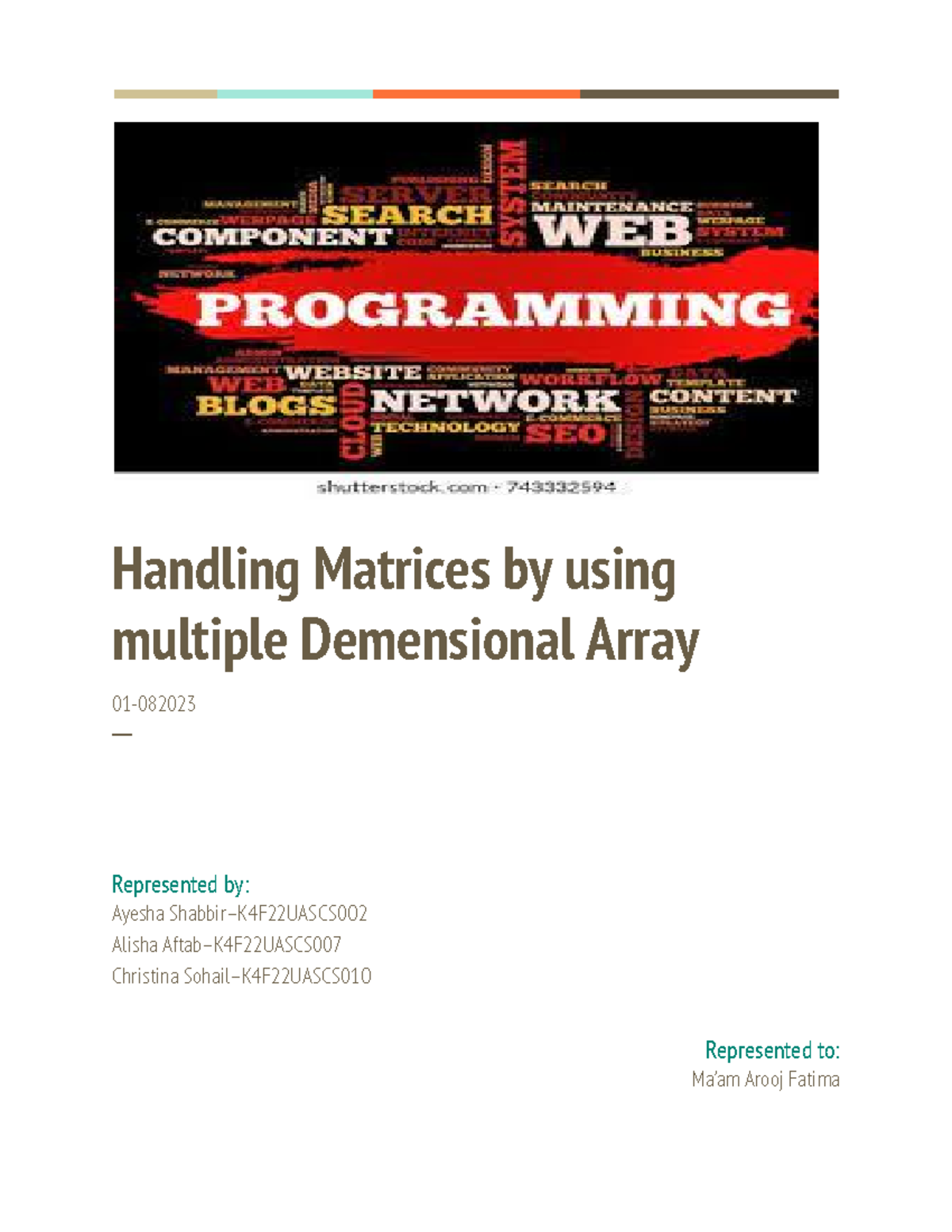Handling matrices by using multiple dimension arrays - Handling ...