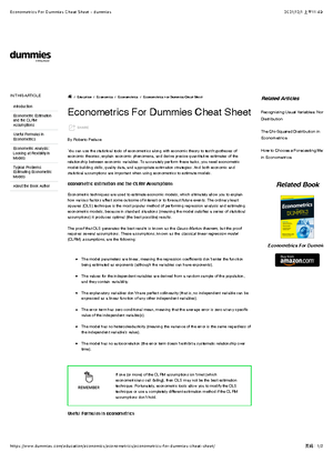 EC226 Formula Sheet - EC226 Econometrics 1 EC226 ECONOMETRICS 1 FORMULA ...