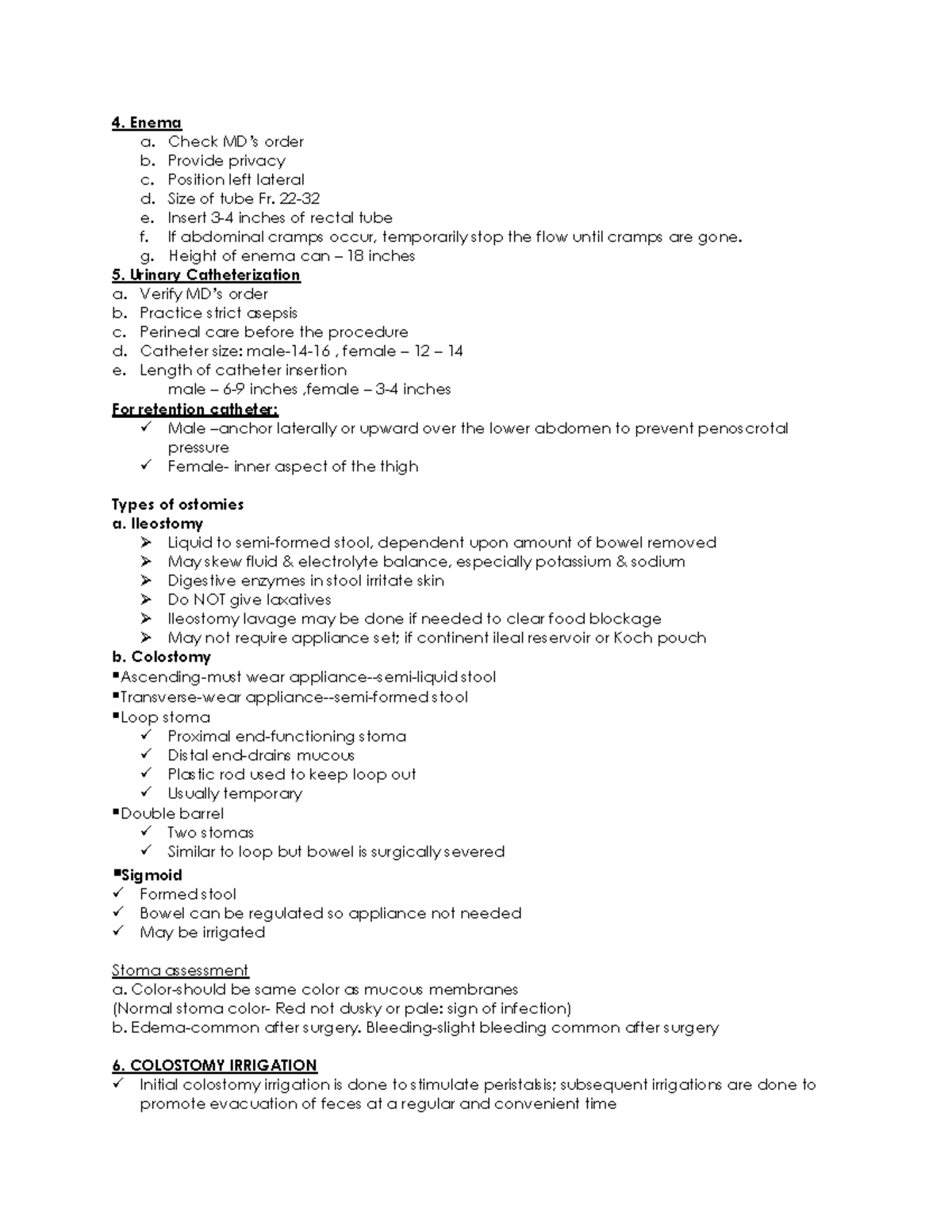 Funda - Basic Nursing Procedures 2 - 4. Enema a. Check MD’s order b ...