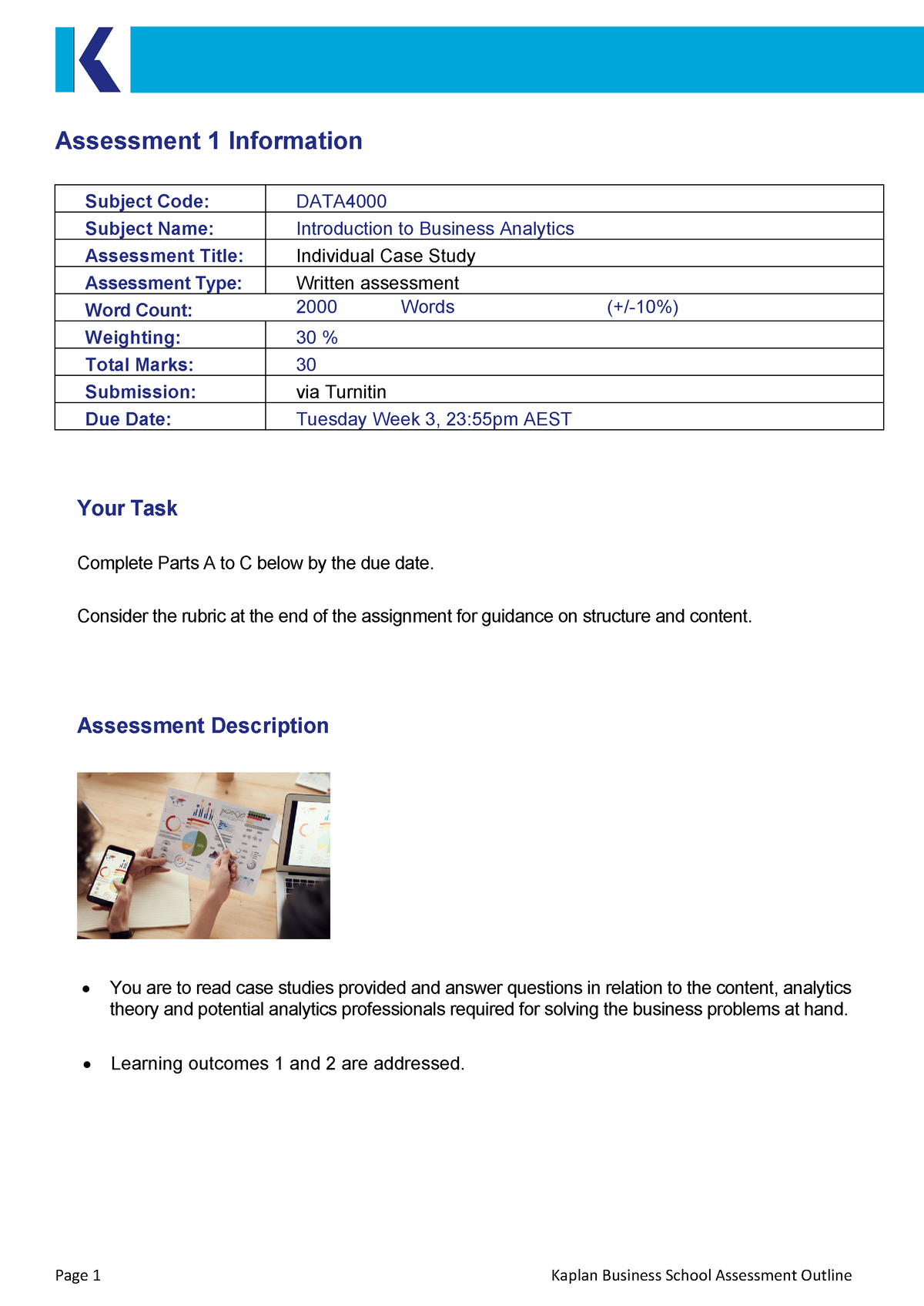 DATA4000 T2X 2022 Assessment 01 - Assessment 1 Information Subject Code ...