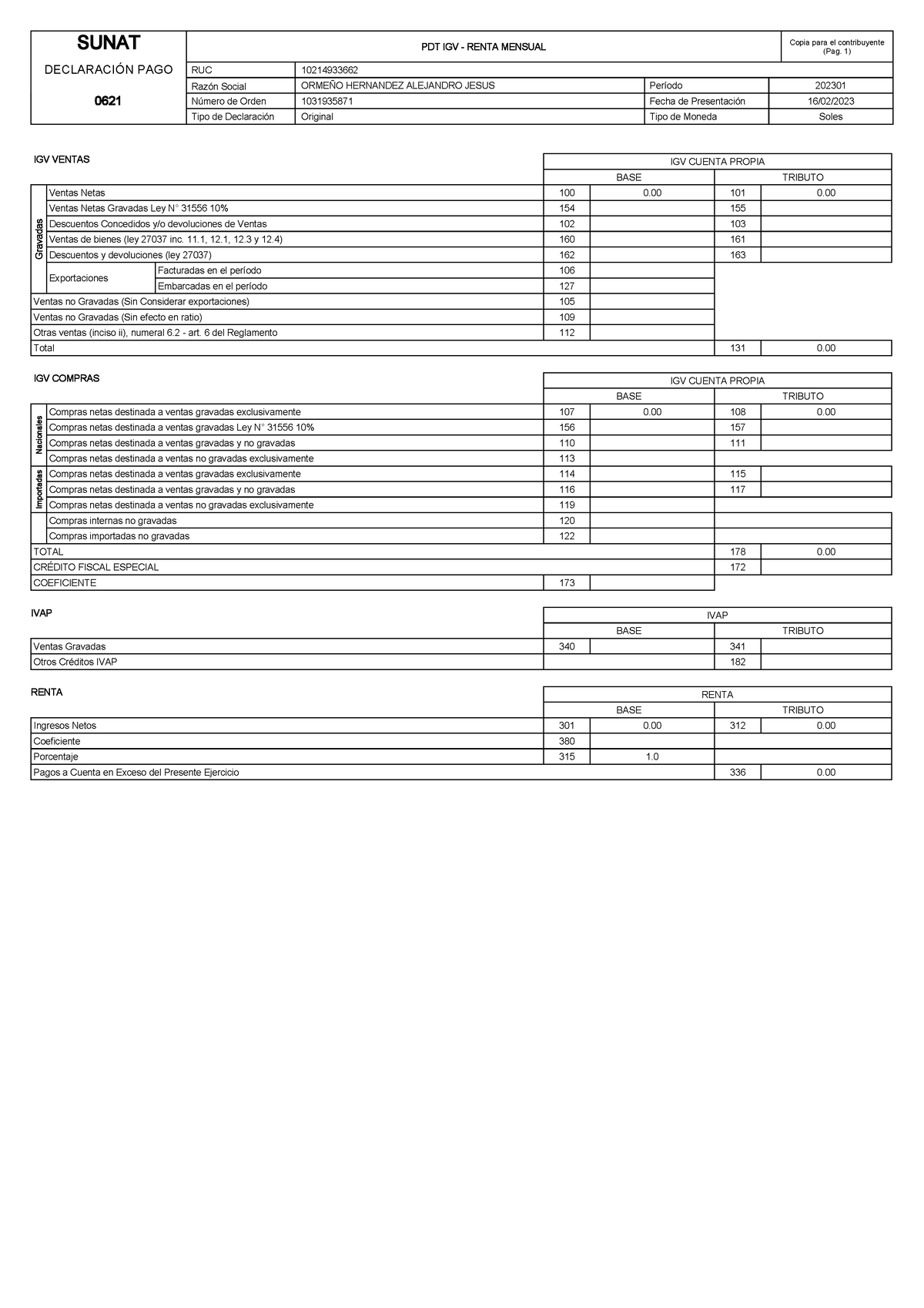 Constancia Detalle - TRIBUTACION CASOS PRACTICOS - SUNAT DECLARACI”N ...