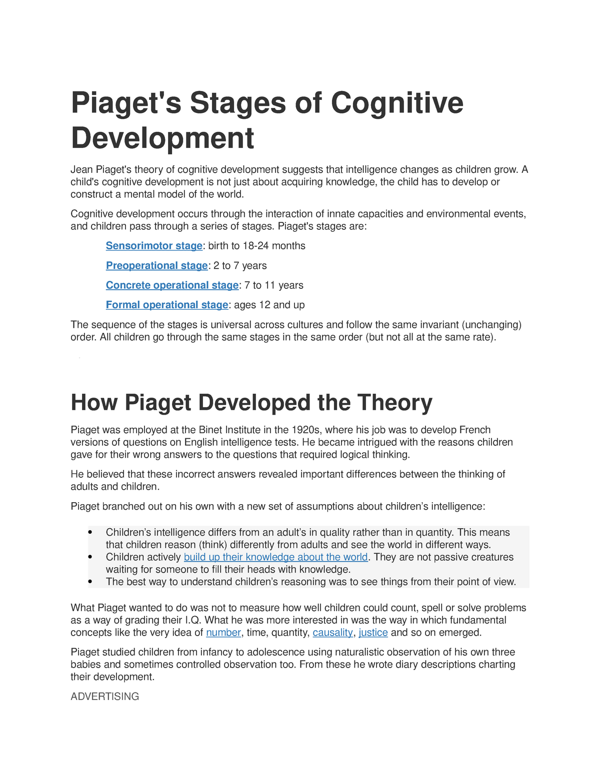 Lecture 2 Jean Piaget Piaget s Stages of Cogni tive Devel