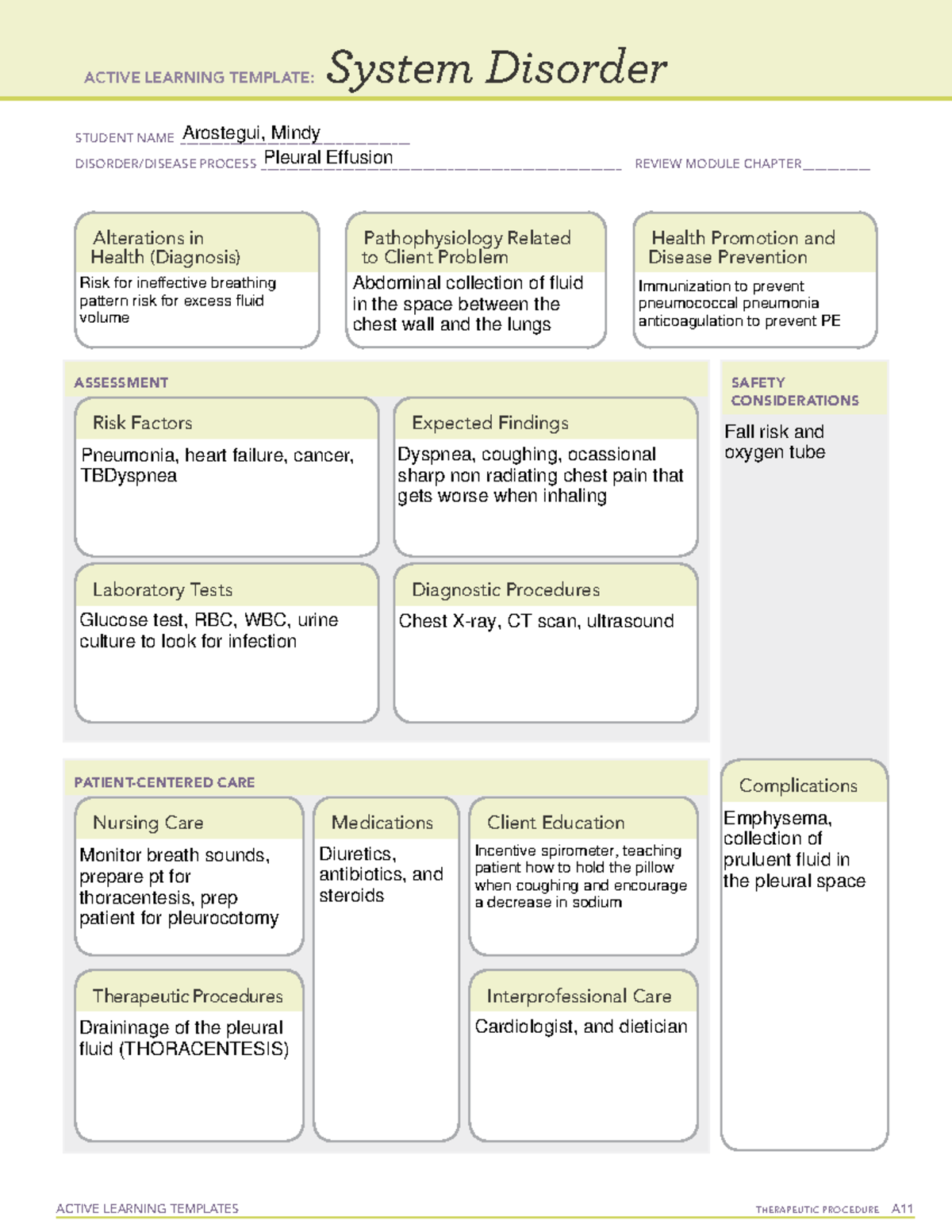 System Disorder-Pleural Effusion - ACTIVE LEARNING TEMPLATES ...