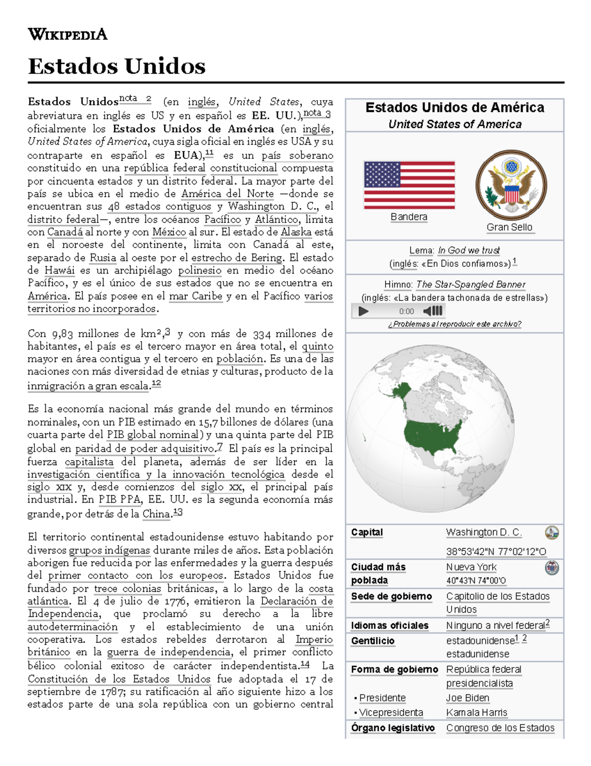 Estados Unidos - Wikipedia, la enciclopedia libre - Estados Unidos de ...