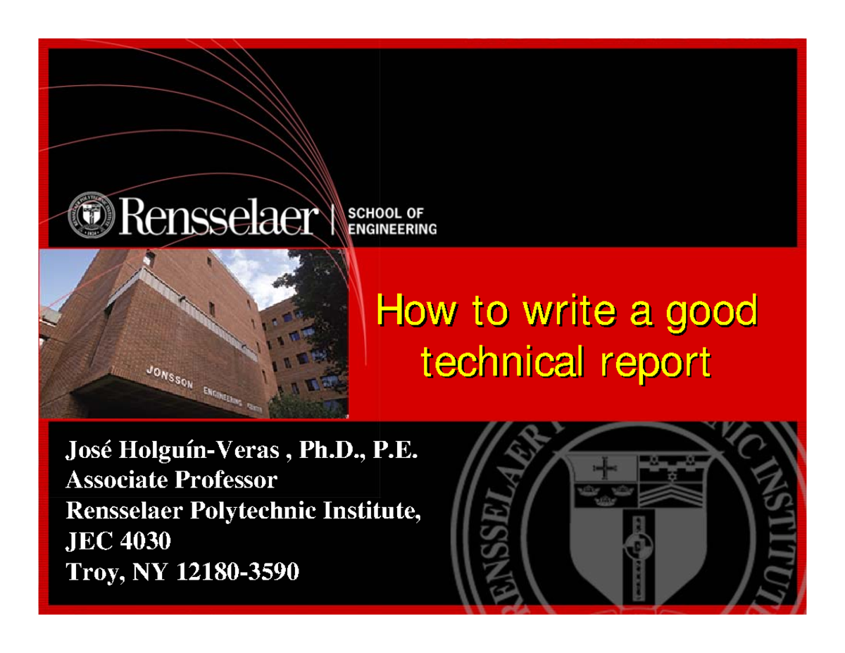 How to write a good technical report - How to write a good technical ...