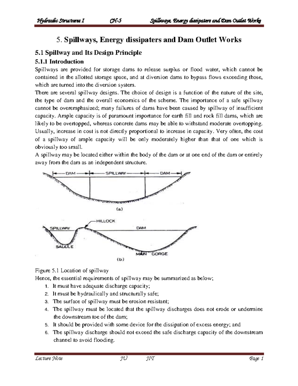 CH-5 Spillways, energy dissipaters and Outlet works - 5. Spillways ...