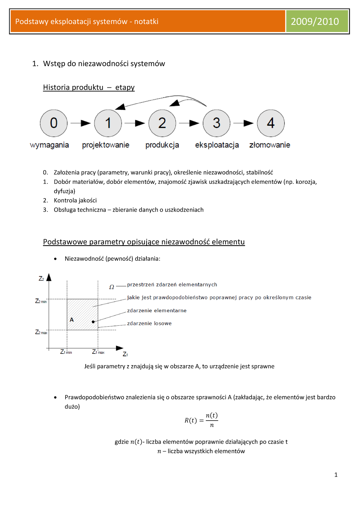 Podstawy Eksploatacji Systemów - 1. Wstęp Do Niezawodności Systemów ...