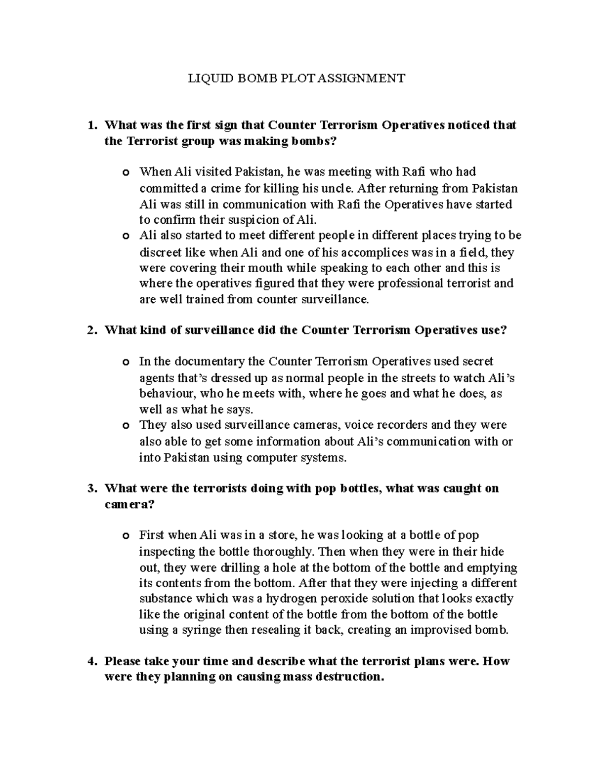 Liquid BOMB PLOT Assignment LIQUID BOMB PLOT ASSIGNMENT What was the