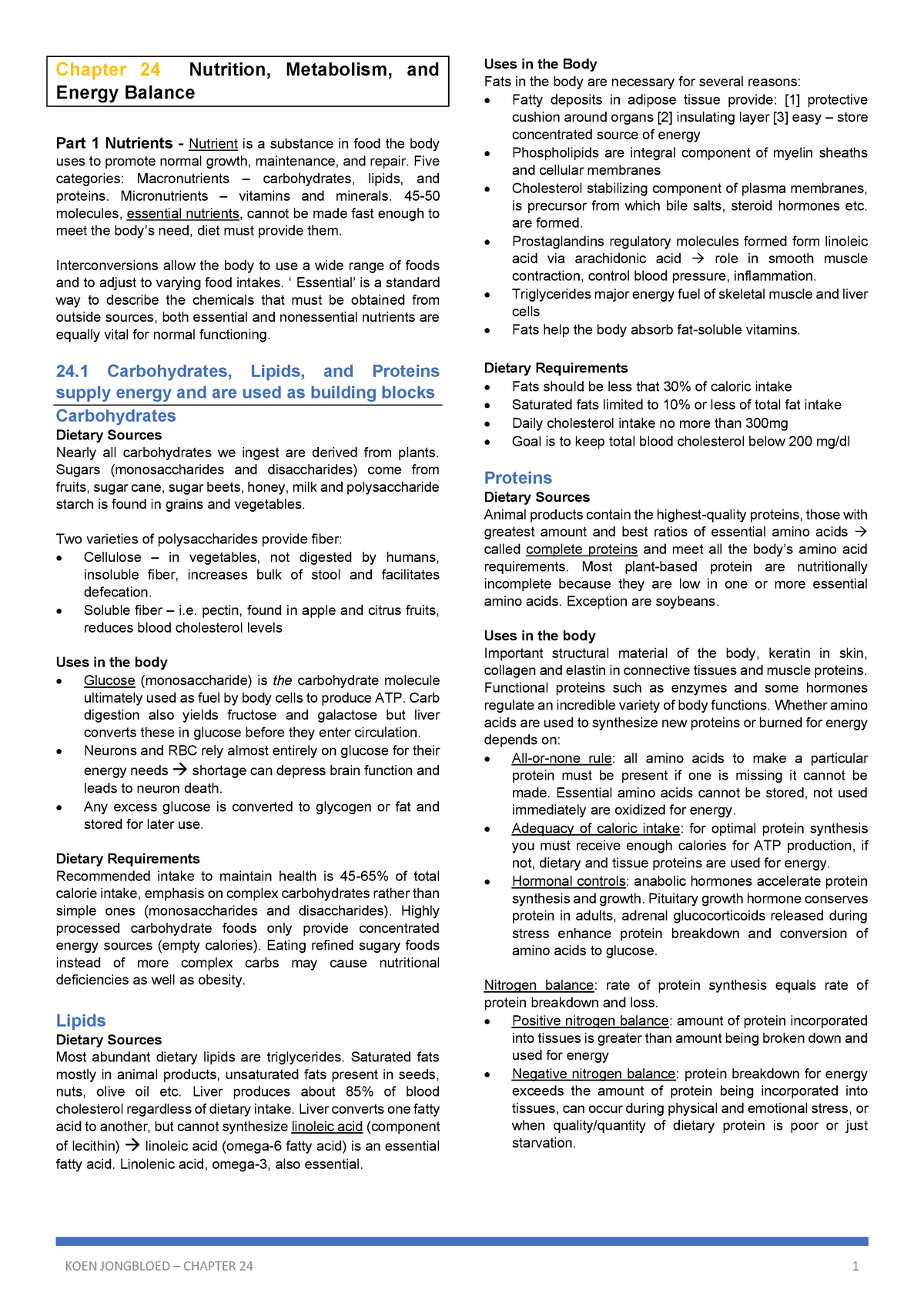 Anatomy - Chapter 24 - Nutrition And Metabolism - Chapter 24 Nutrition, Metabolism, And Energy ...