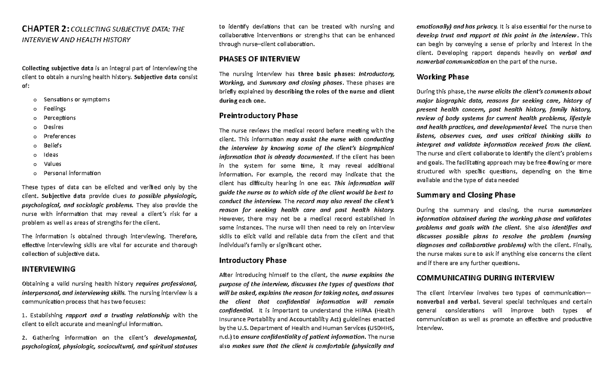 Chapter 2 HA - some notes of HA - CHAPTER 2: COLLECTING SUBJECTIVE DATA ...