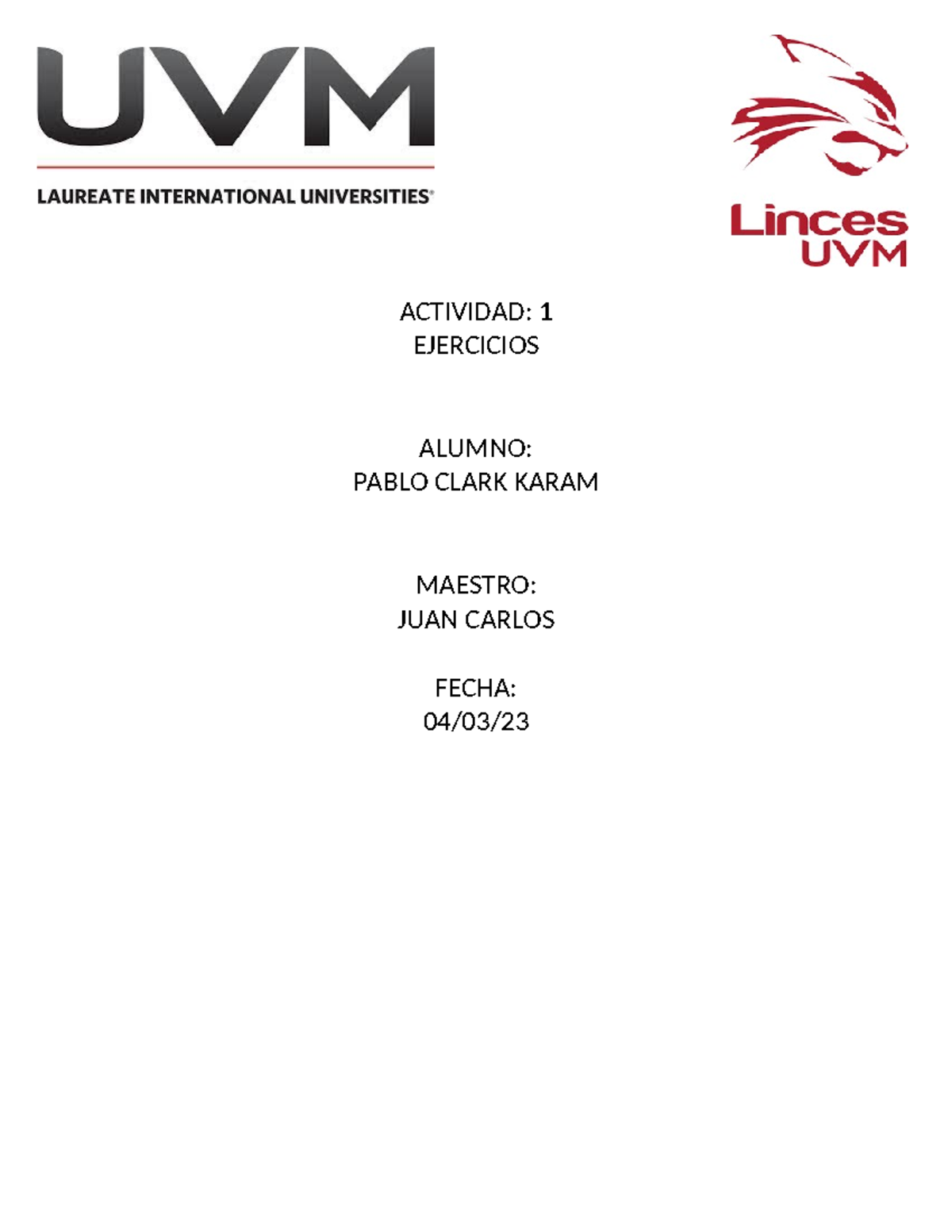 A1. Ejercicios Metrologia - ACTIVIDAD: 1 EJERCICIOS ALUMNO: PABLO CLARK ...