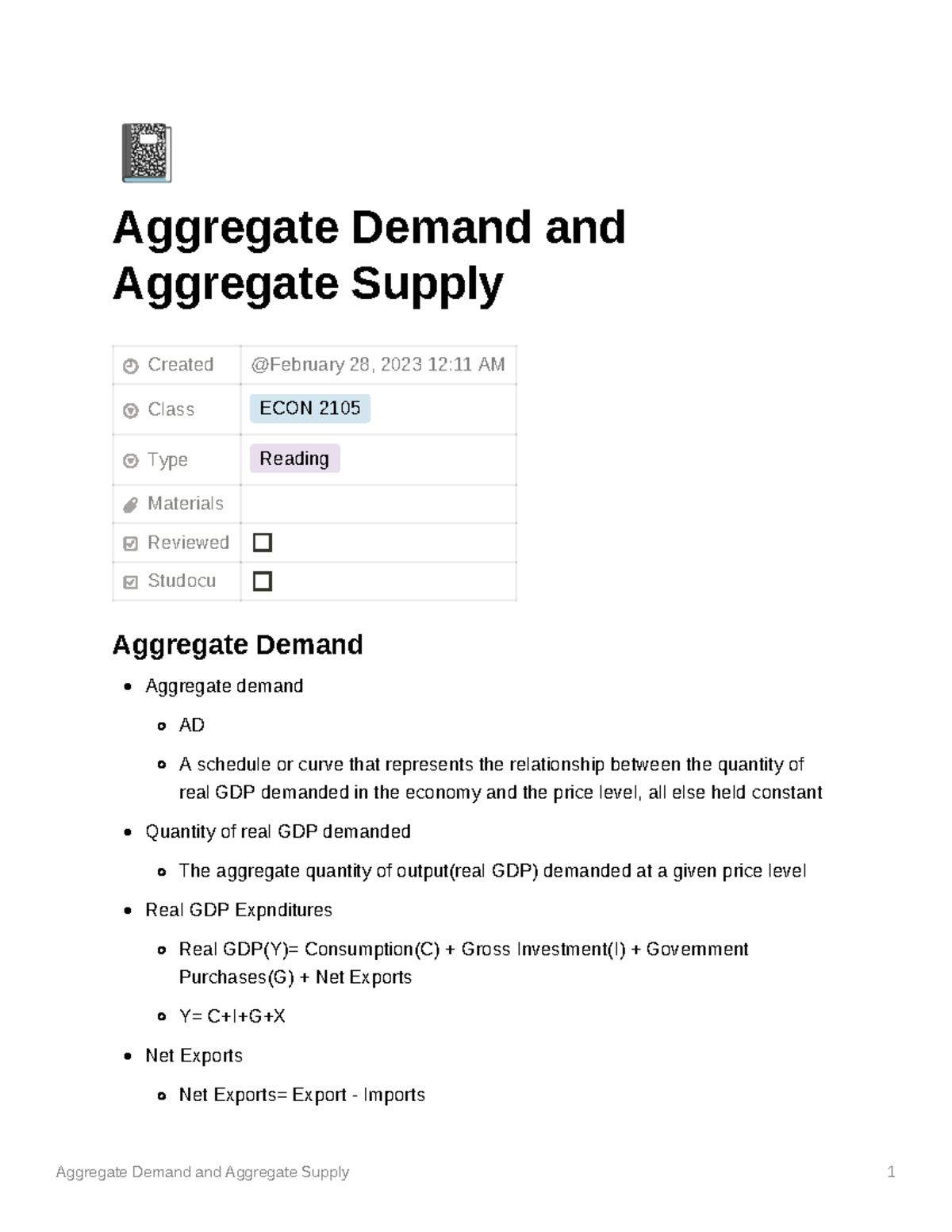 Aggregate Demand and Aggregate Supply - Á Aggregate Demand and ...