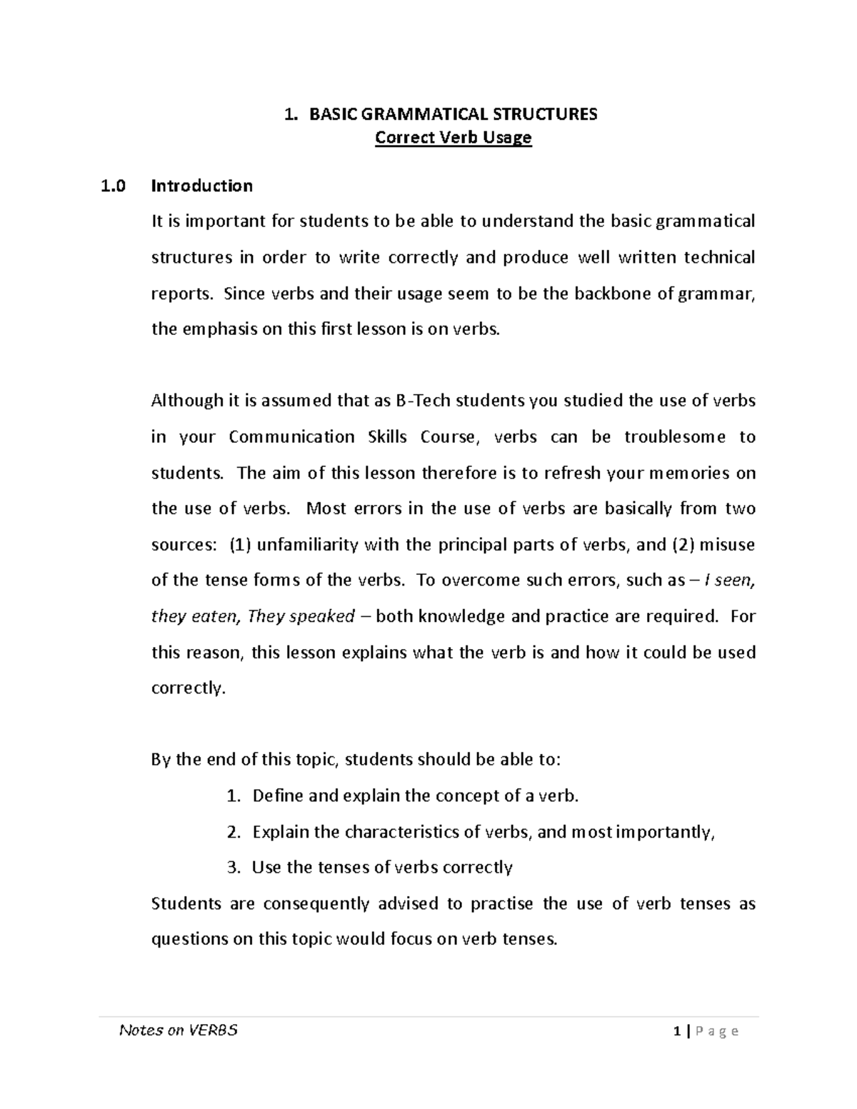 1 - Basic Grammatical Structures Verbs - 1. BASIC GRAMMATICAL ...