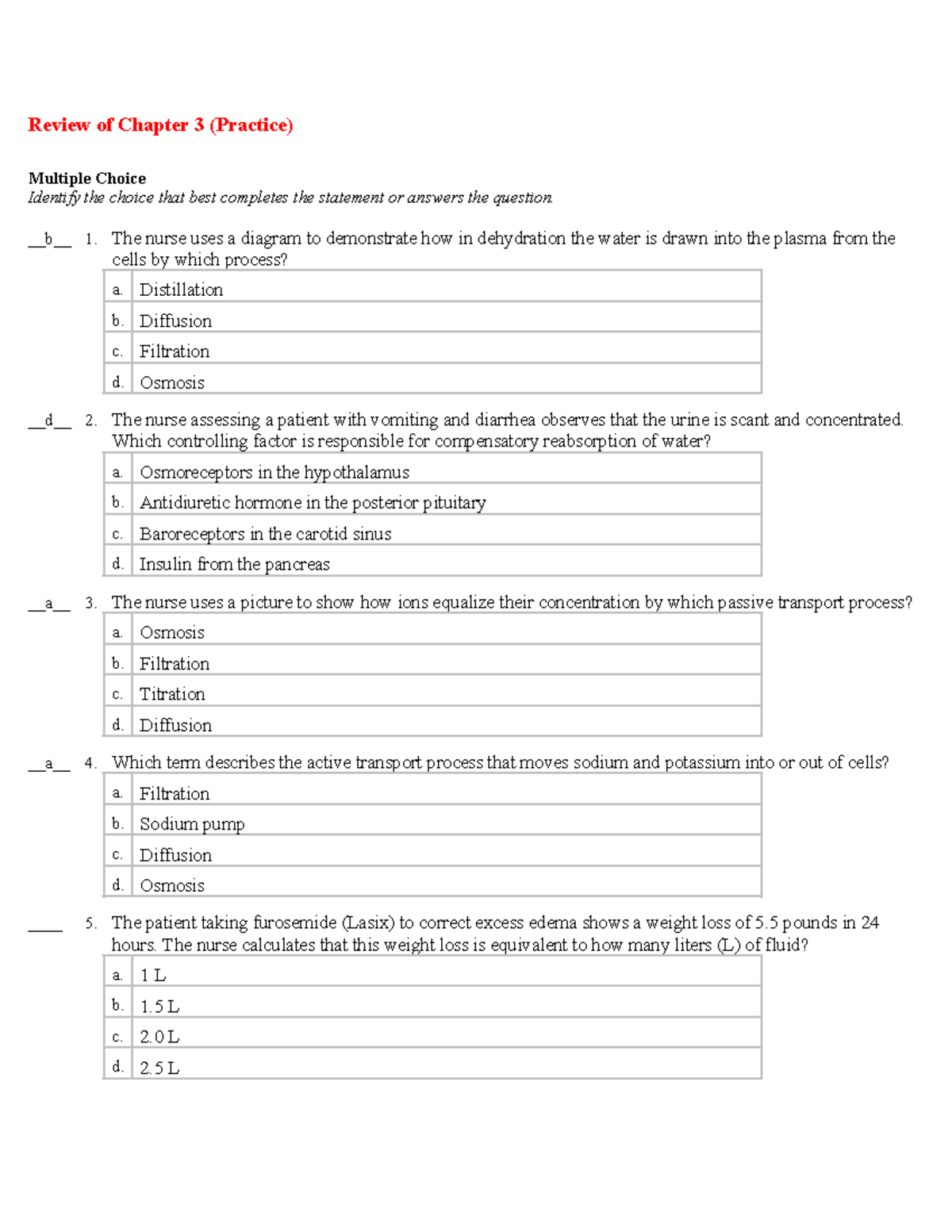 Review of Chapter 3, 12 & 14 practice - Review of Chapter 3 (Practice ...